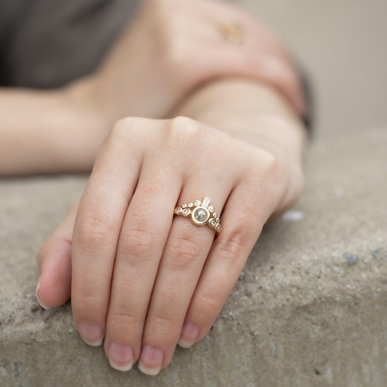 Petra Diamond Halo Engagement Ring - 14K White Gold Solitaire with Round Cut Center Stone & Accent Diamonds | Perfect for Proposals, Weddings & Anniversary Gifts