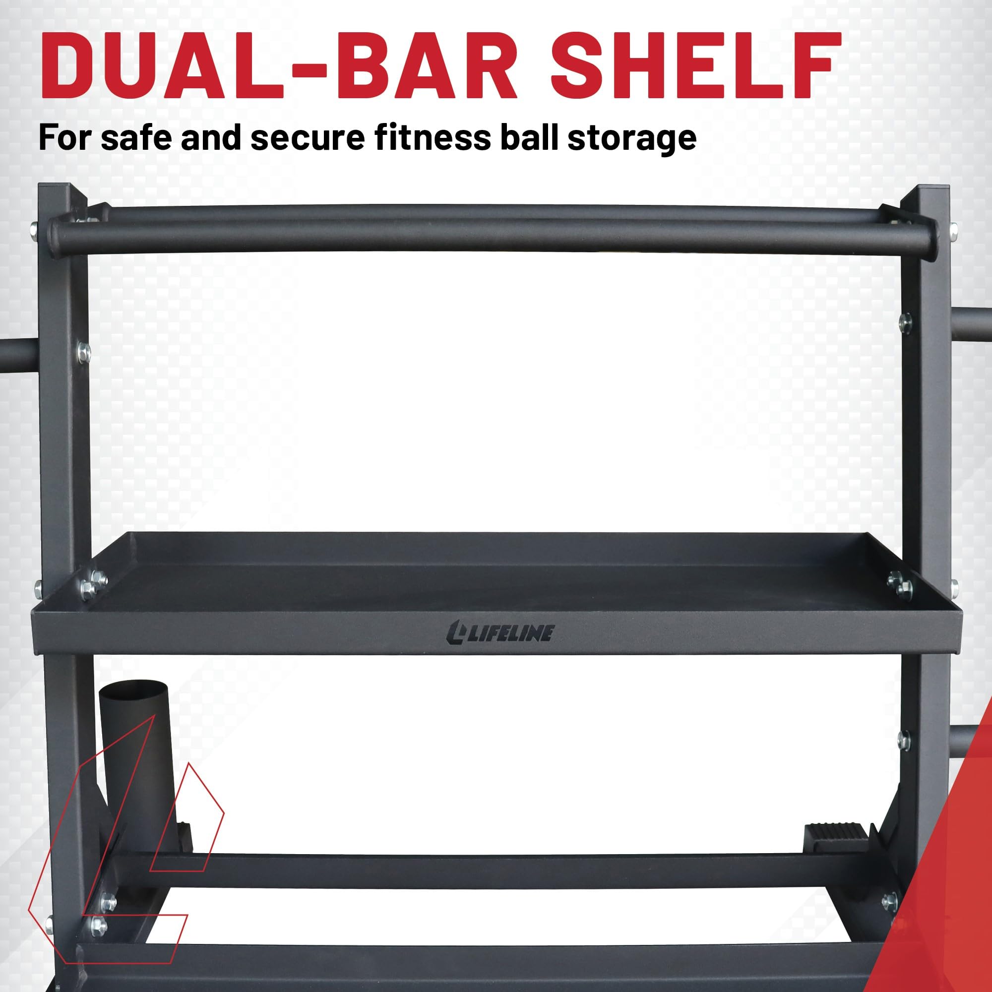 Lifeline Fitness 3-Tier Dumbbell & Kettlebell Storage Rack with Rope Hook - Heavy Duty 440LB Capacity Home Gym Equipment Organizer - Perfect for Garage, Basement & Home Workout Spaces