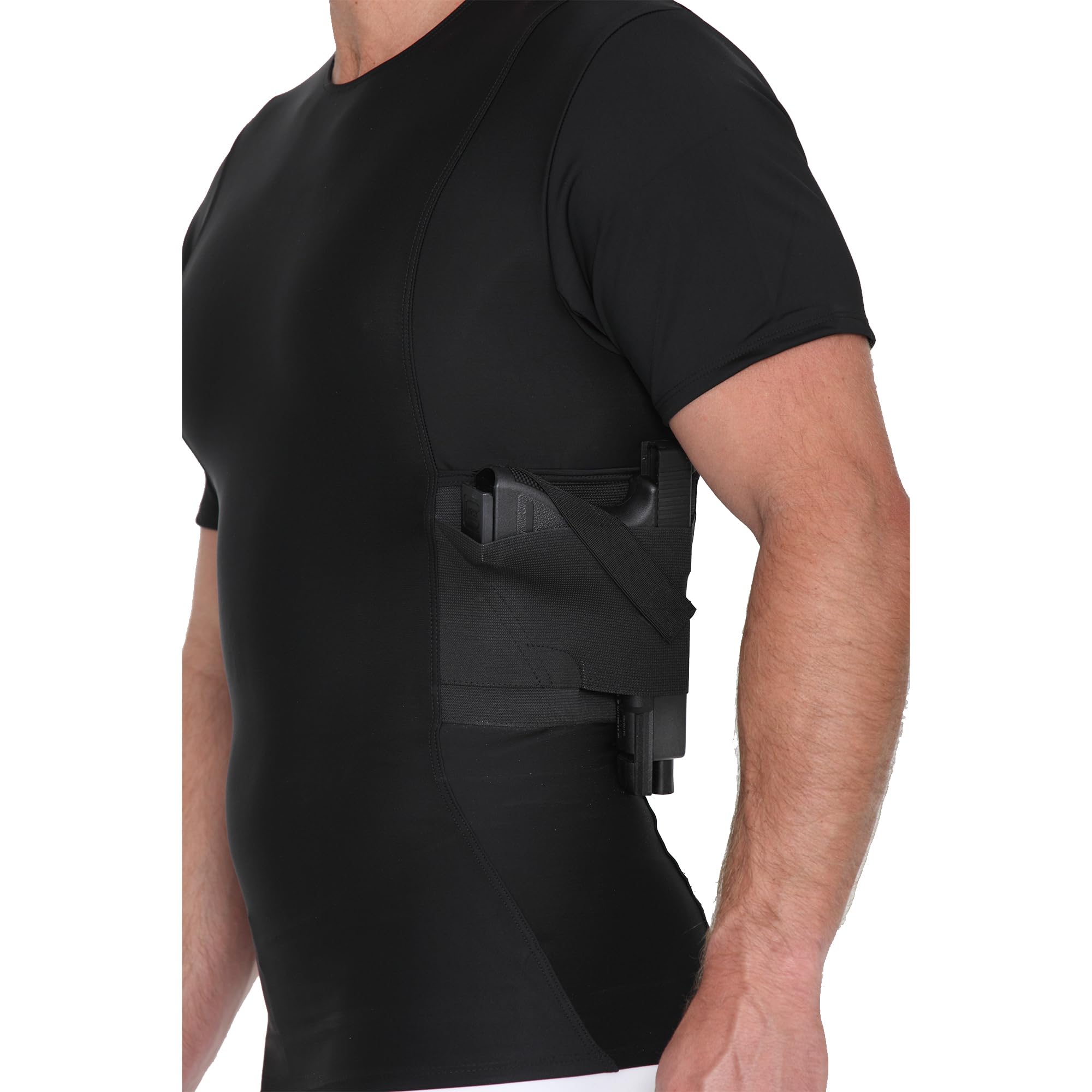 USA Made Men's Concealed Carry Holster - Slimming Compression Undershirt for Concealed Gun Carry | Perfect for Everyday Wear, Travel & Tactical Use