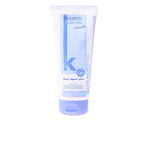 Salerm Cosmetics Keratin Shot Mask Deep Impact Plus 200ml - Professional Hair Repair Treatment for Damaged Hair - Perfect for Salon & Home Use