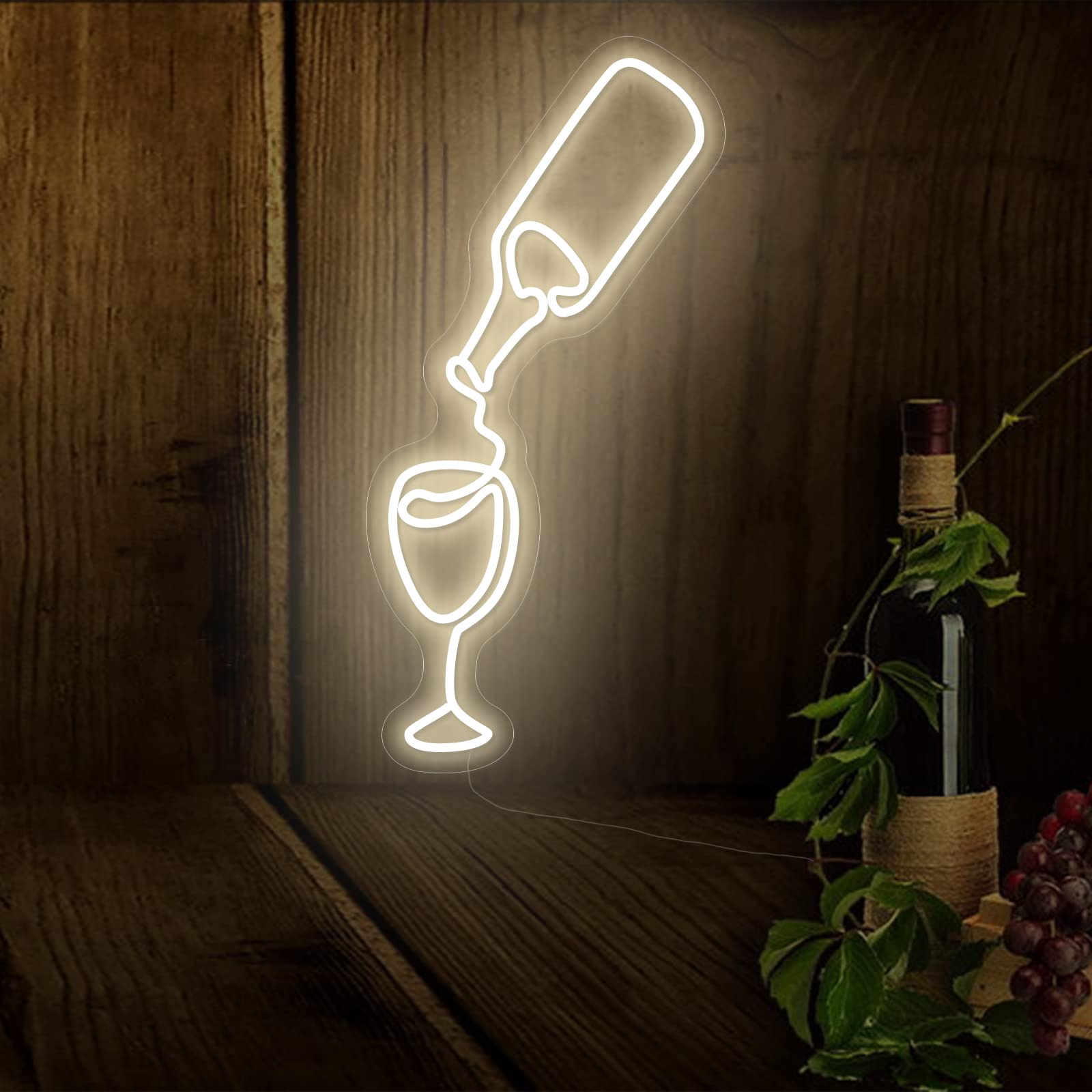 Cheers Bar Neon Sign with Remote - Dimmable LED Wall Decor for Home Bars, Pubs & Man Caves | Wine Bottle Shaped Light for Christmas, Birthday Gifts & Party Decor | Warm White Timed Lighting for Bedroom, Bistro & Club Atmosphere