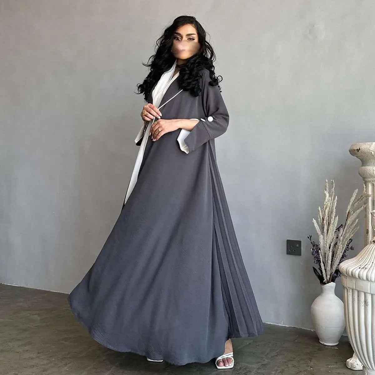 Elegant Muslim Women's Fashion Cardigan Open Abaya Dress - Modest Islamic Clothing for Prayer, Mosque & Everyday Wear