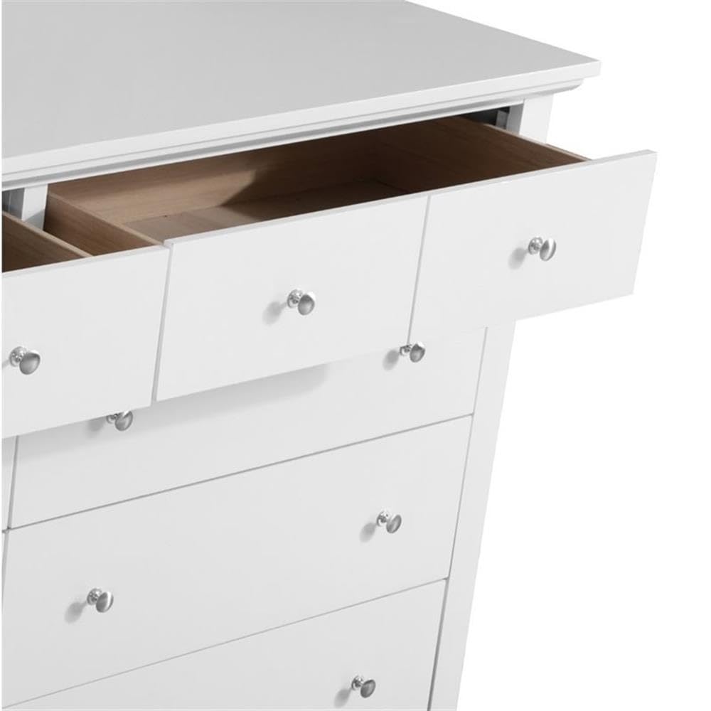 Home Square 2-Piece White Bedroom Set - 8-Drawer Dresser & 3-Drawer Nightstand - Modern Storage Solution for Master Bedroom or Guest Room
