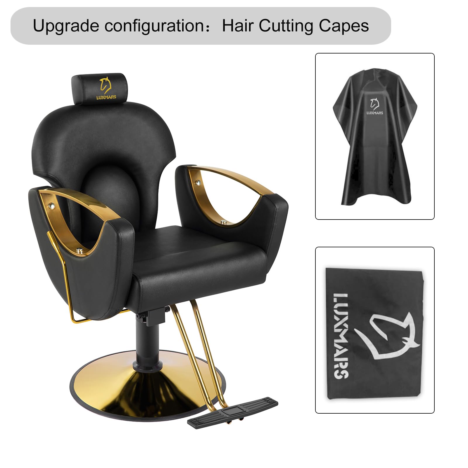 Professional Hydraulic Barber Chair - 360° Swivel Salon Chair with Adjustable Height for Hair Styling, Tattoo & Beauty Spa - Black | Perfect for Barbershops, Salons & Home Styling Stations