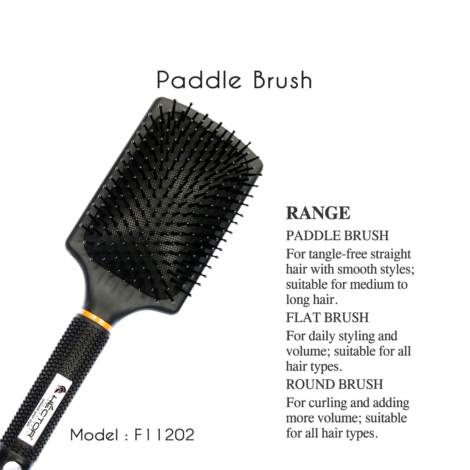 Hector Professional Paddle Hair Brush for Smoothing & Detangling - Salon Quality Styling Tool for Home & Professional Use - Perfect for Wet/Dry Hair Styling & Blowouts