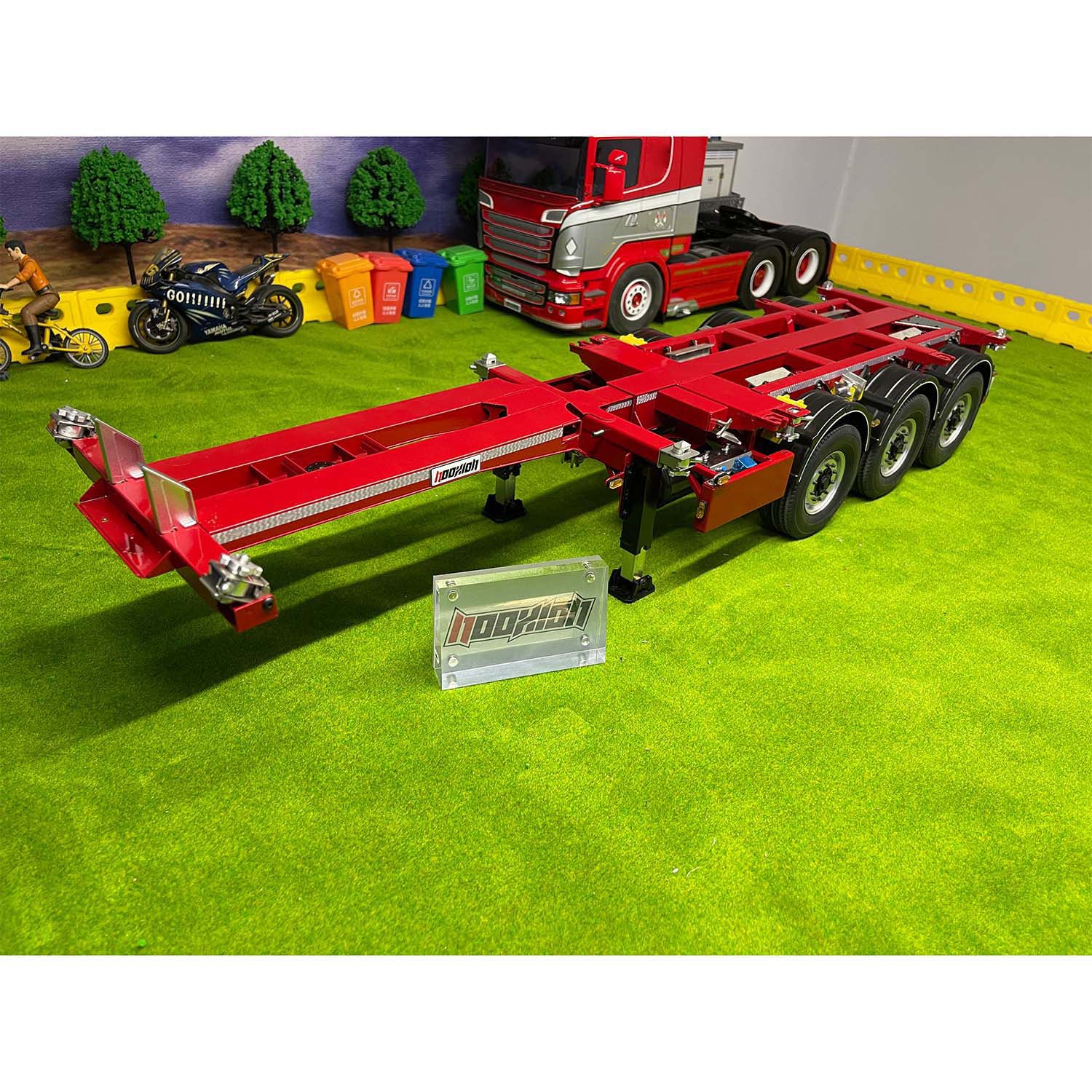 FuryBear 3-Axle Stretchable Frame Trailer for 1/14 Scale RC Tractor Trucks | DIY Radio Controlled Car Accessory | Perfect for Hobby Models & Servo Upgrades | Ideal for RC Truck Shows & Off-Road Simulation