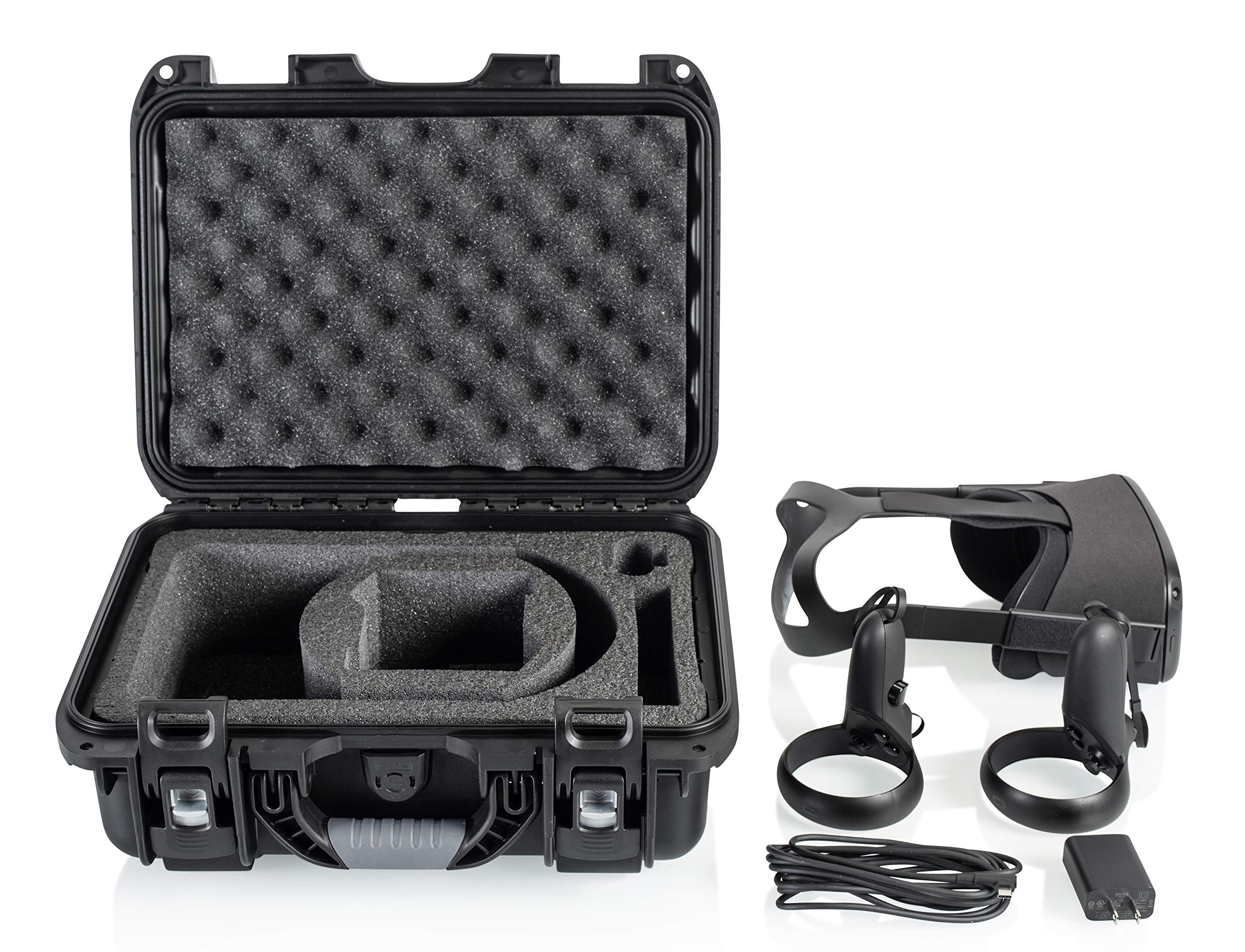 Slappa Waterproof and Dustproof Protective Case with Custom Cut Foam for Oculus Quest VR Headset | Shockproof Storage for Travel & Gaming Accessories | SL-OCULUSQUEST-BLK