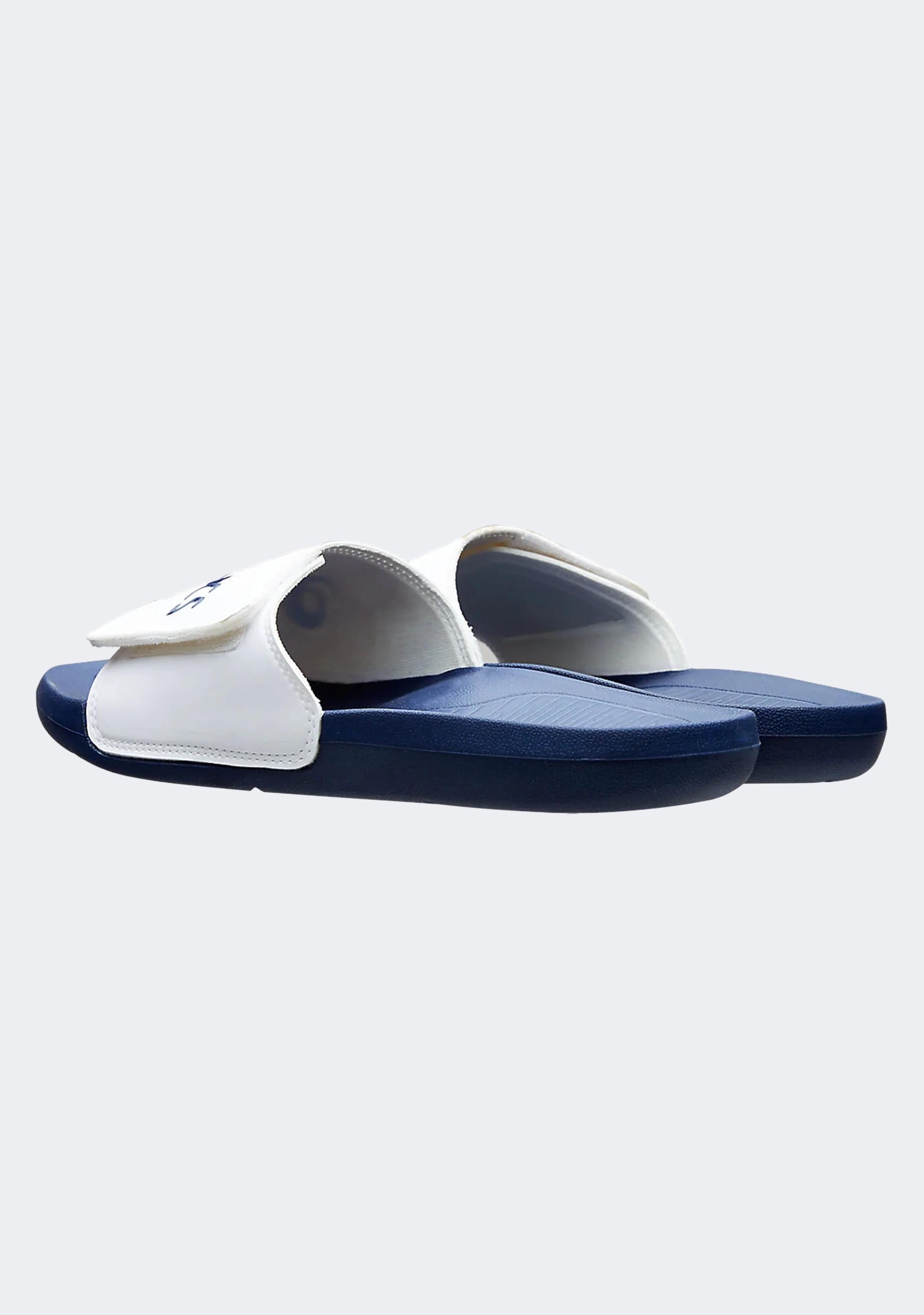 ASICS Unisex Adjustable Slides AS002 - Comfortable White & Blue Sport Sandals for Men & Women | Perfect for Pool, Beach, Gym & Casual Wear