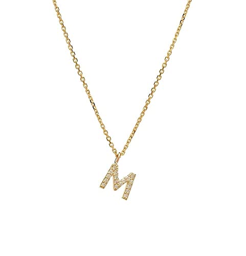14K White Gold Diamond Initial Necklace - Personalized Letter M Necklace, Dainty & Elegant Jewelry for Women, Gift for Her, Birthday, Anniversary, Valentine's Day