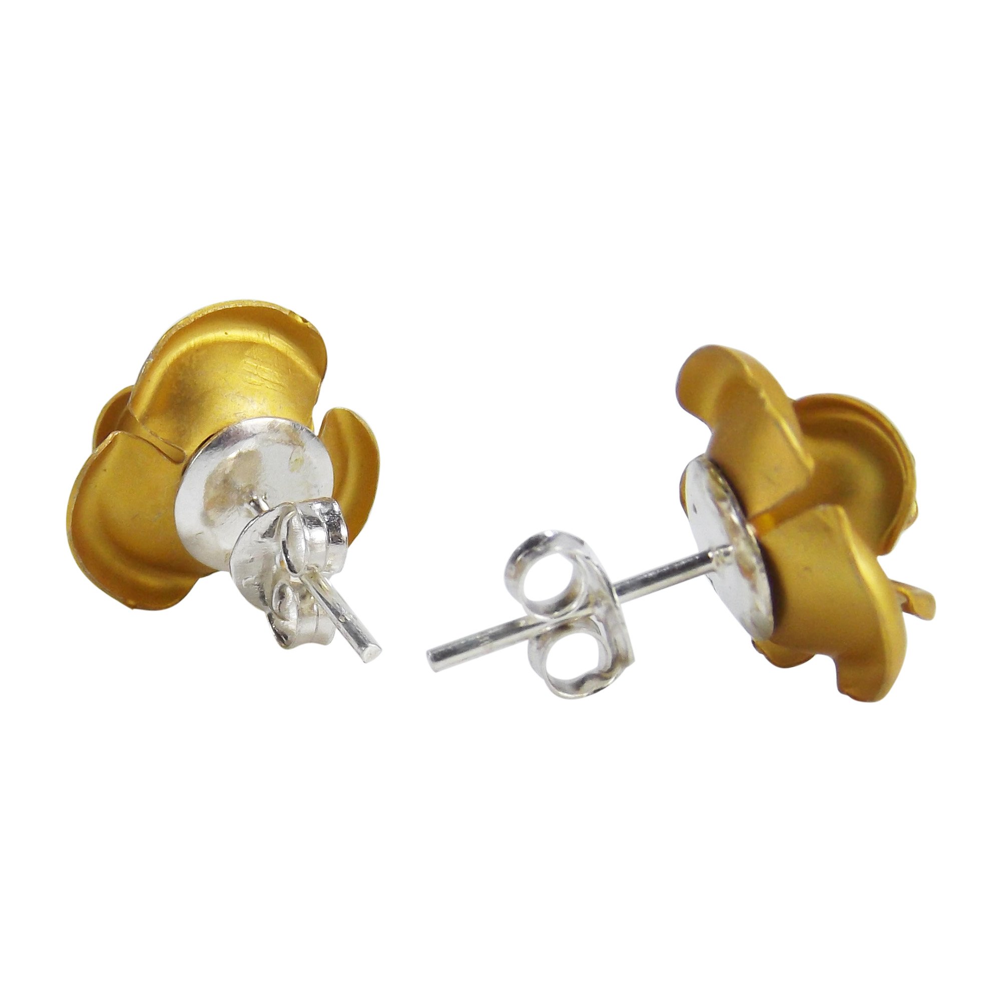 Aeravida Blooming Gold Rose .925 Sterling Silver Stud Earrings for Women | Classic Elegant Rose Flower Jewelry | Colorful Fashion Earrings | Perfect Gift for Her | Birthday, Anniversary, Valentine's Day