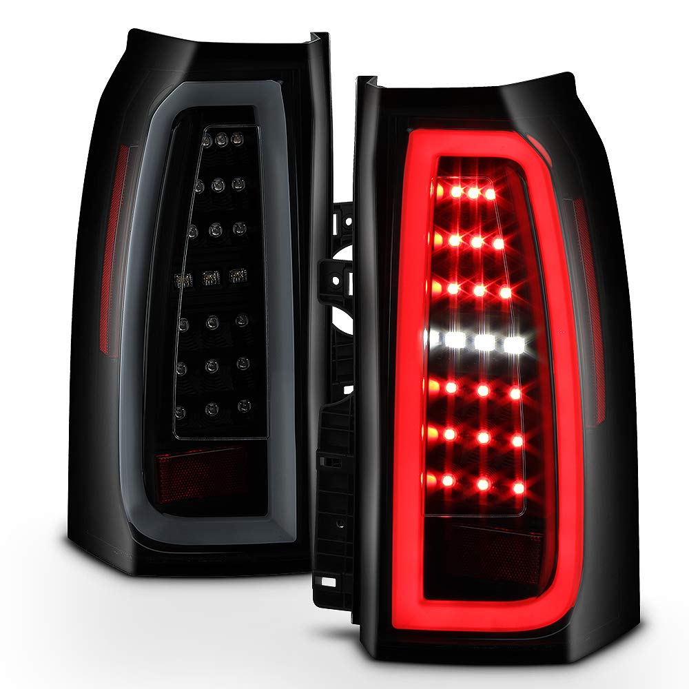 ACANII Black Smoked Full LED Tube Tail Lights Brake Lamps for 2015-2020 Chevy Suburban & Tahoe - Driver & Passenger Side - Upgrade Your Ride with Stylish Nighttime Visibility