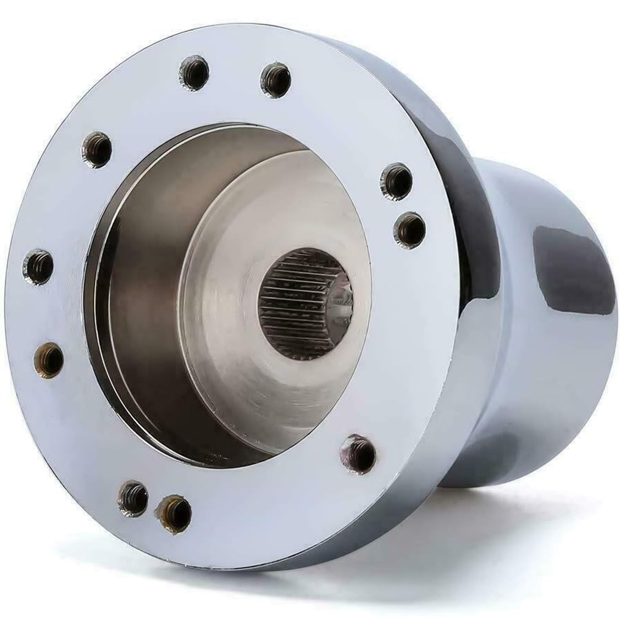 Huskey Universal 5/6 Hole Steering Wheel Hub Adapter - Carbon Steel Compatible with Yamaha G1-G29 Golf Cart Models | Chrome Finish | Easy Installation for Golf Cart Upgrades & Custom Steering Wheel Replacement