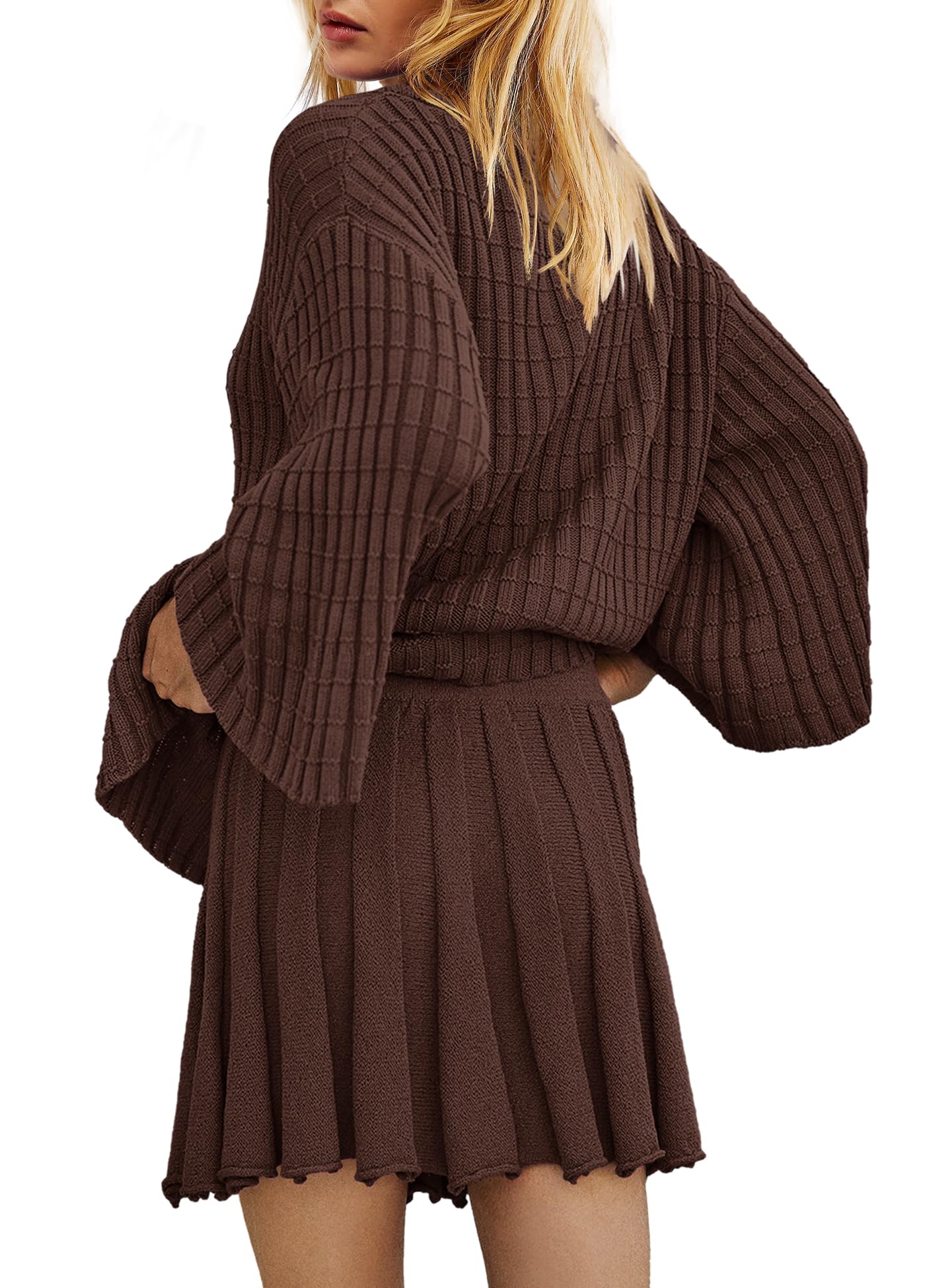 Yanekop Women's 2-Piece Sweater Skirt Set - Loose Matching Lounge Wear, Comfy Pajama Outfit with Long Sleeve Top & Skirt - Perfect for Home Relaxation, Casual Outings & Cozy Winter Days