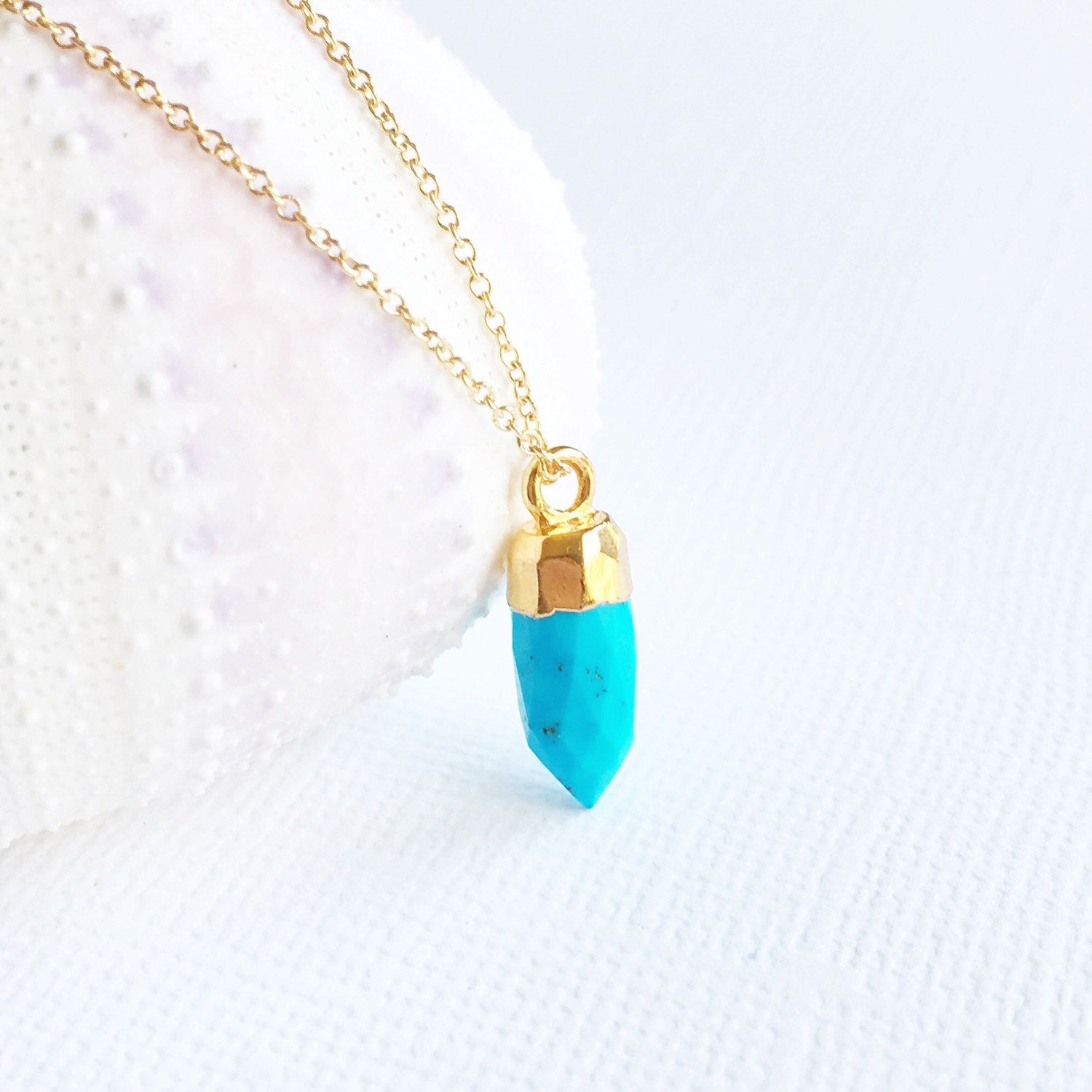 Turquoise Spike Necklace (N212) - Bohemian Style Jewelry for Women, Handmade Beaded Pendant for Casual & Festival Wear