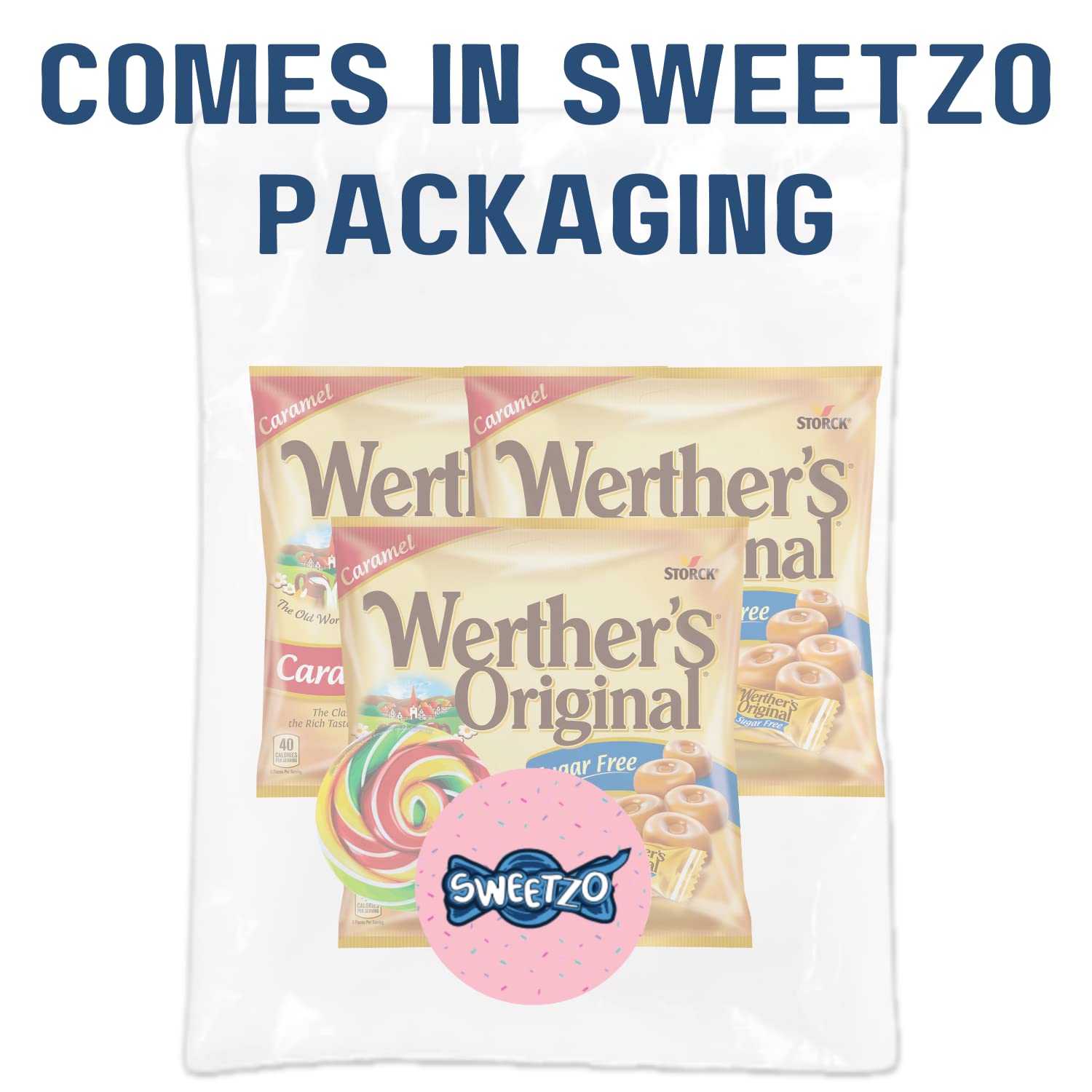 Werther's Original Sugar Free Caramel Hard Candies - Individually Wrapped, Low Calorie Snacks for Adults & Diabetics - Perfect for Office Treats, Gift Baskets & Travel - 3 Pack (1.46 oz)
