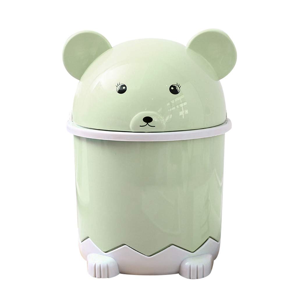 Mini Portable Desktop Flip Trash Can Cover - Green Cartoon Waste Bin for Home & Office Storage | Perfect for Desk, Kitchen Counter, Bathroom & Dorm Room Organization