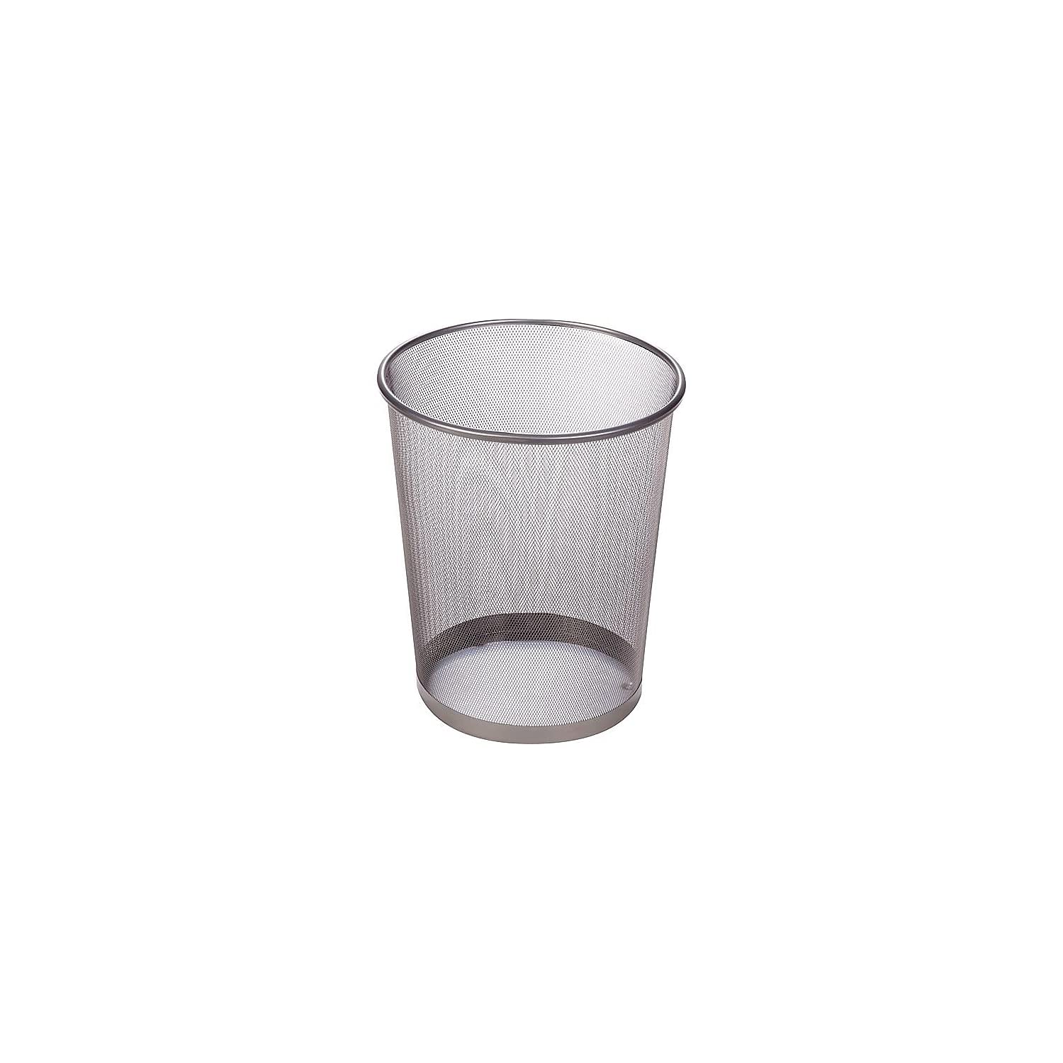 2 Pack Silver Metal Mesh Trash Cans - Small Office Waste Baskets with Wire Design for Home, Kitchen, Bathroom & Office Use