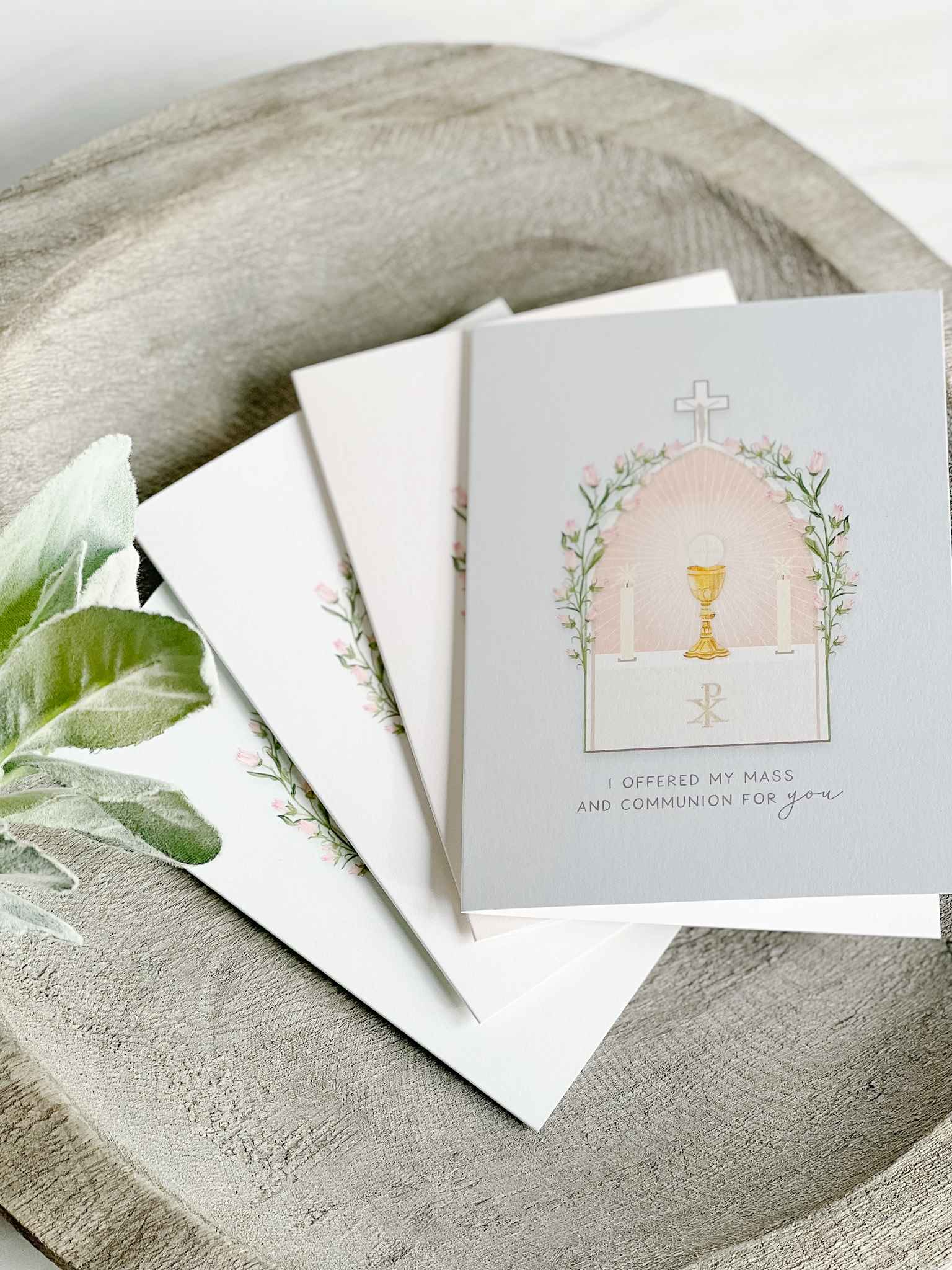 I Prayed For You at Mass Card - Set of 4 Religious Greeting Cards for Catholic Prayer & Encouragement - Perfect for Church, Baptism, First Communion & Sympathy Gifts