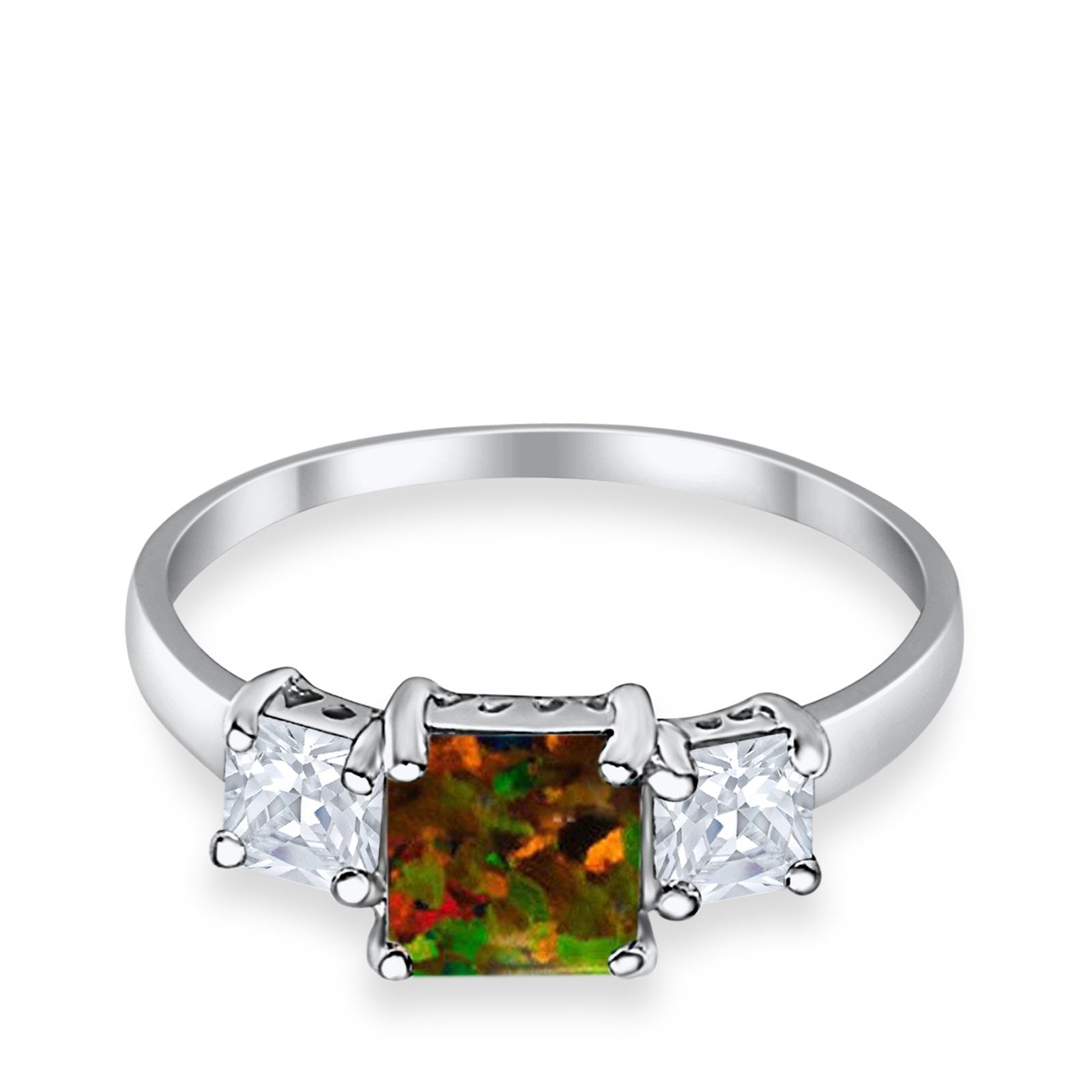 3 Stone Princess Cut Cubic Zirconia Ring - 925 Sterling Silver Fashion Jewelry for Women - Perfect for Weddings, Anniversaries & Special Occasions