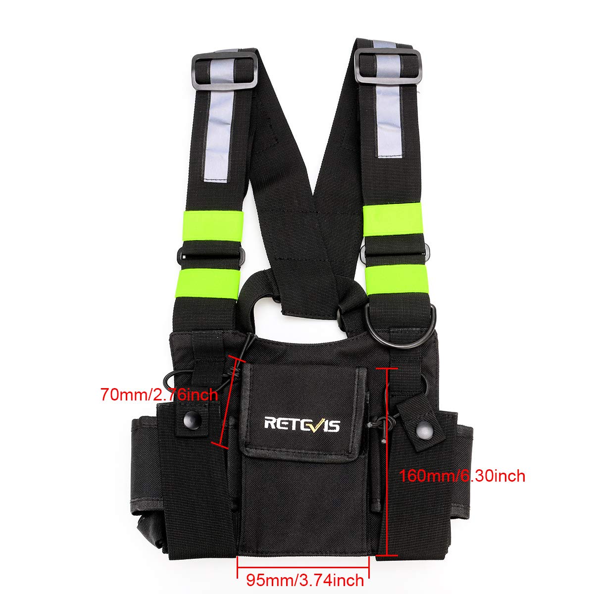 Retevis HB02 Universal Radio Chest Harness - Compatible with H-777, RT27, RT22, RT15, RT19, RB17, RT17, RT67 Two-Way Radios - Durable Tactical Bag with Front Pouches & Zipper Pocket (1 Pack) - Ideal for Security, Construction, and Outdoor Adventures
