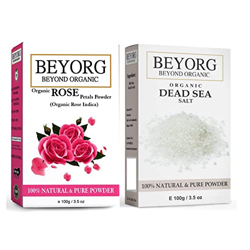 Organic Rose Petals Powder & Dead Sea Mud Powder for Glowing Skin - Hydrating Facial Mask, Anti-Acne Treatment, Natural Skincare - Perfect for DIY Face Masks, Spa Days & Acne-Prone Skin Care