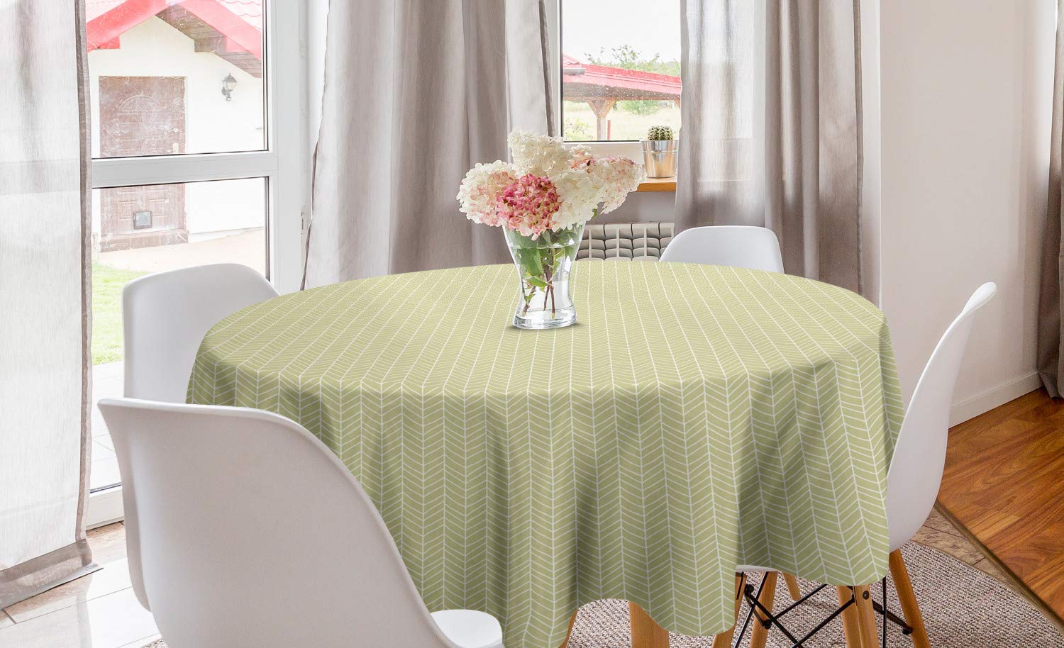 Ambesonne Geometric Round Tablecloth 60