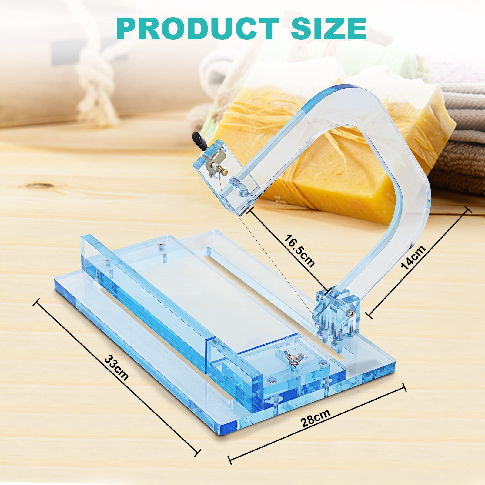 Premium Acrylic Soap Cutter - Stainless Steel Wire Soap Slicing Tool for Handmade Soap Making (Light Blue) | Perfect for DIY Soap Crafting, Bath & Body Products, and Home Spa Gifts