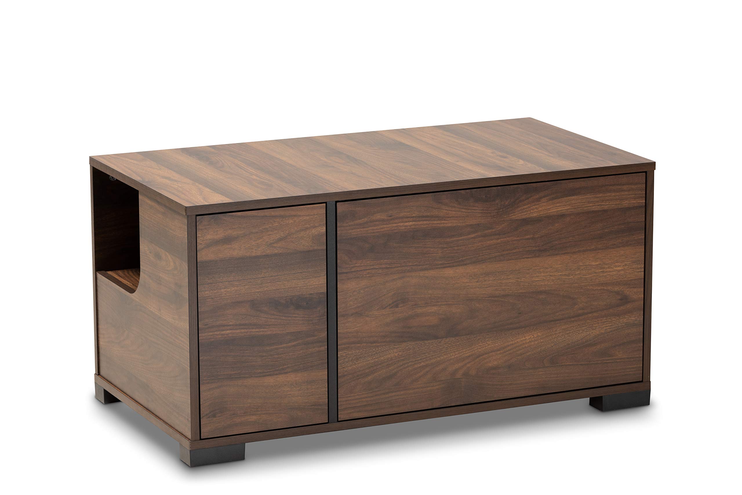 Baxton Studio Modern Pet House for Dogs & Cats - Cozy Brown Wooden Indoor Dog Bed & Cat Cave - Perfect for Living Room, Bedroom & Home Decor
