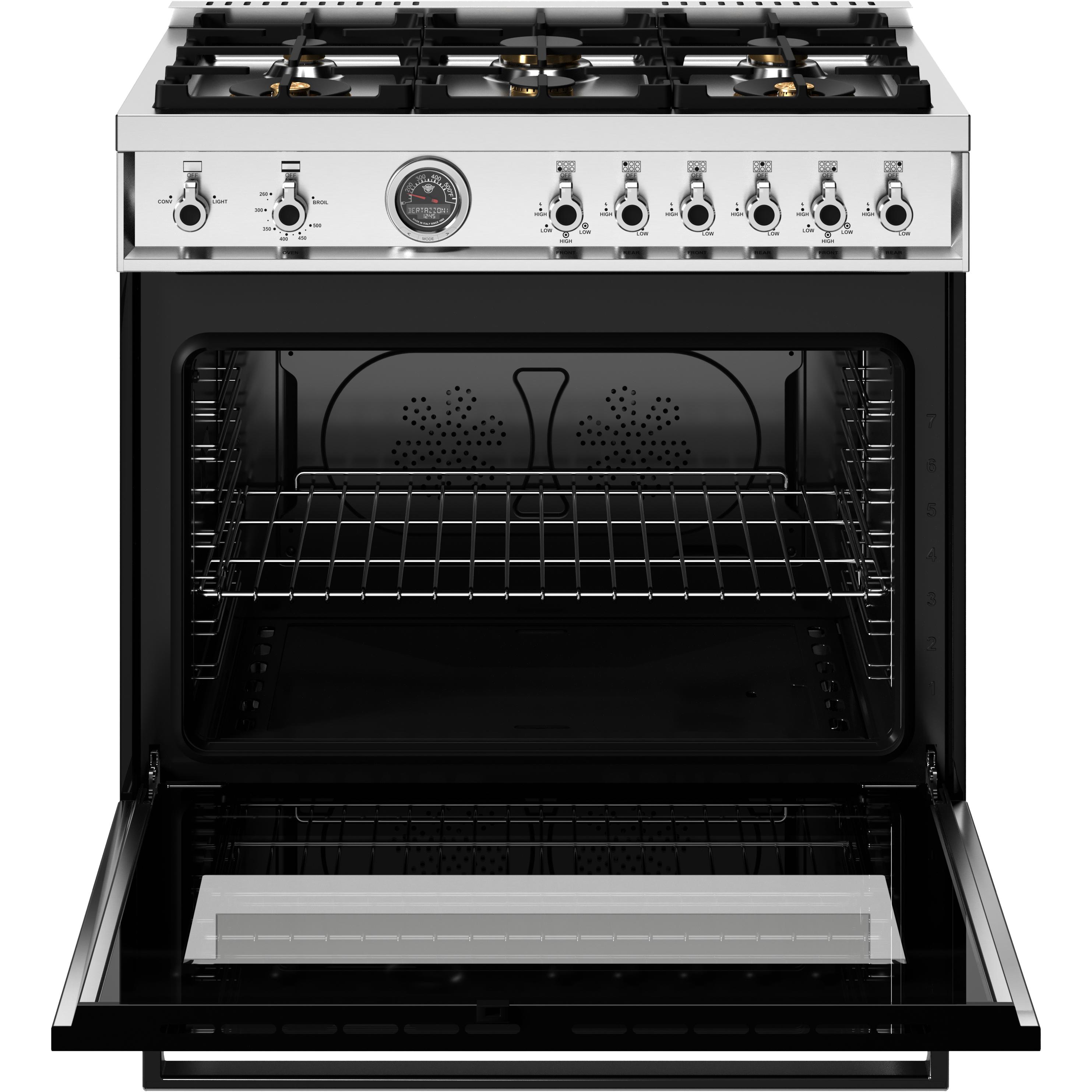 Bertazzoni PRO366BCFGMNET 36-Inch Freestanding Gas Range - Professional Style, 6 Burners, Convection Oven - Perfect for Home Chefs & Gourmet Cooking