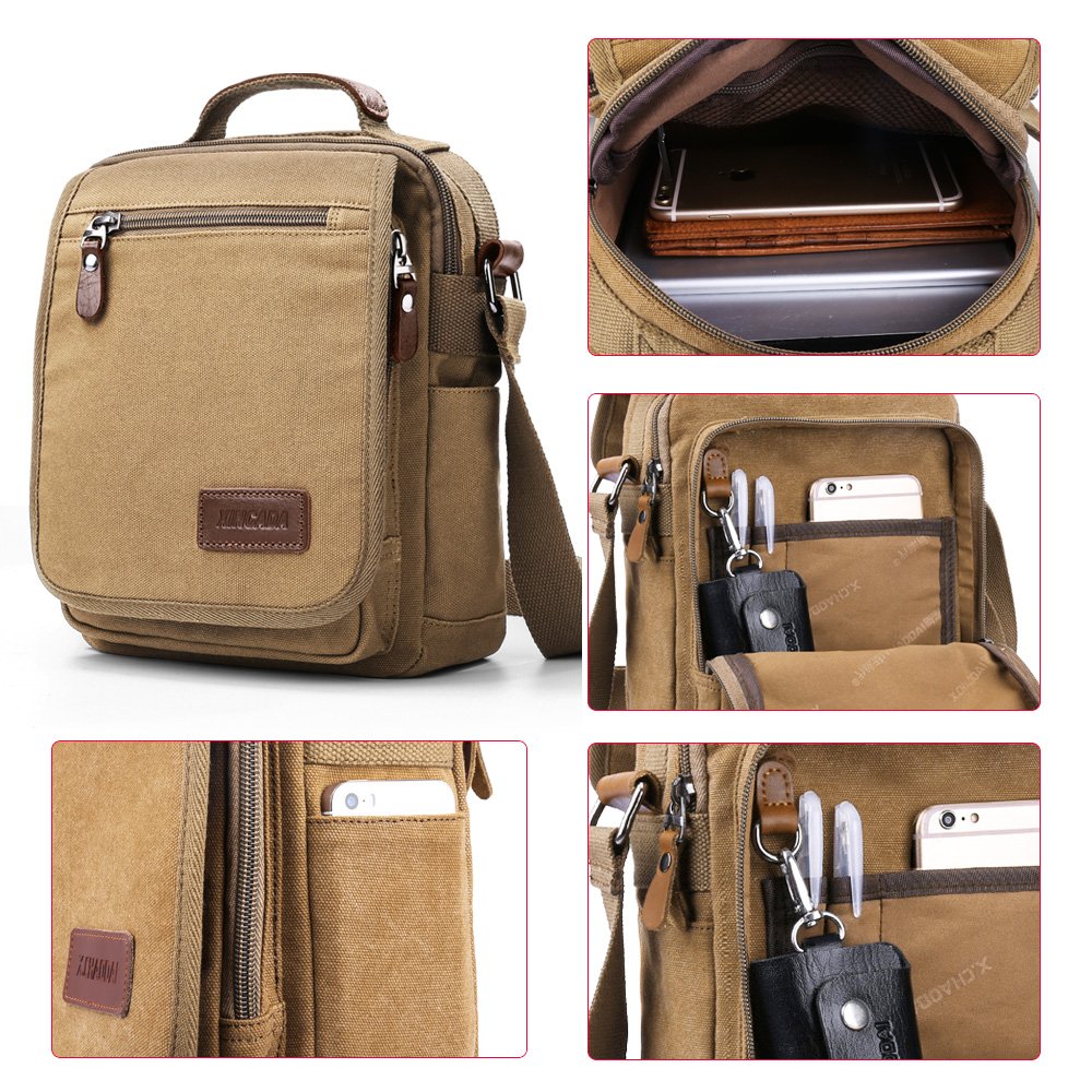 XINCADA Men's Messenger Bag - Durable Canvas Shoulder Bag for Work, Business & Travel - Stylish Crossbody Purse for Daily Commute & Office Use