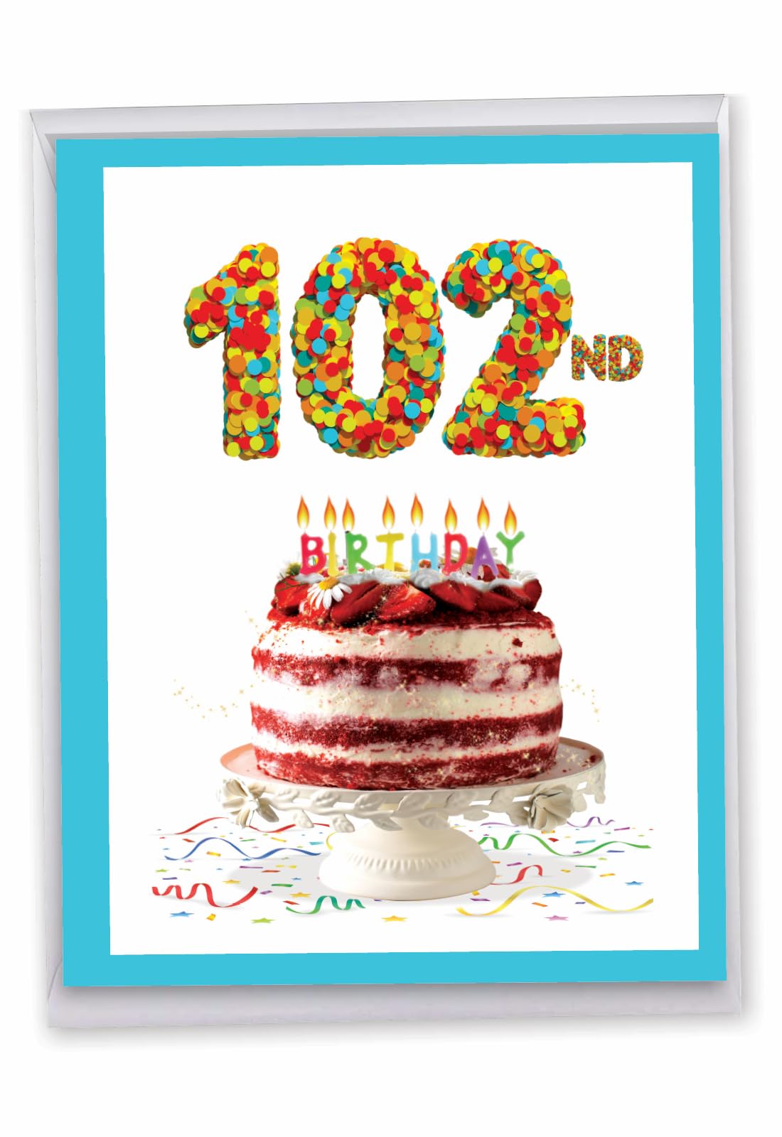 102nd Birthday Card - Extra Large 8.5x11 Inch Milestone Greeting Card with Envelope (1 Pack) - Perfect for 102 Year Old's Birthday Celebration, Retirement Party & Senior Milestone Gifts