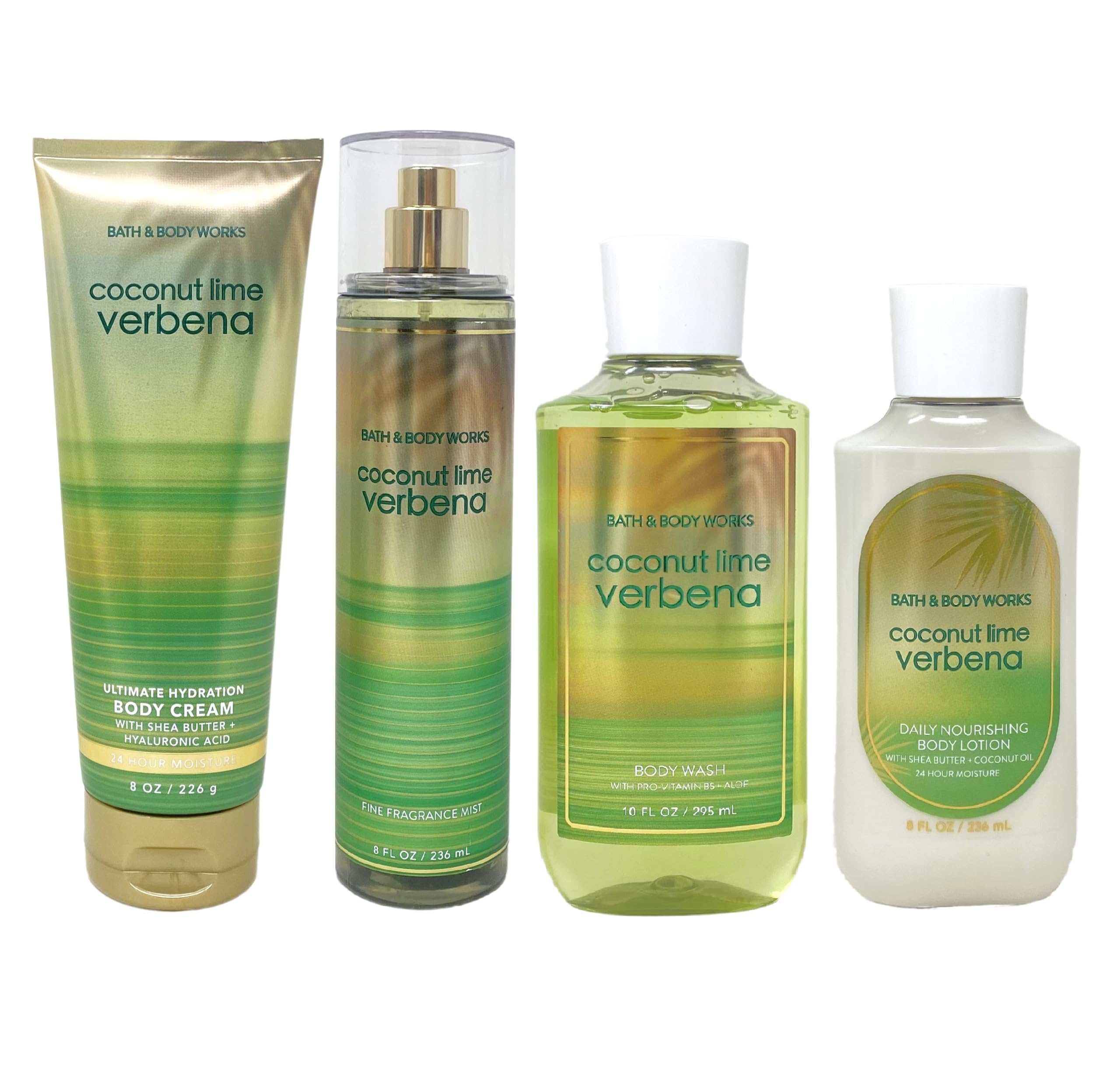 Coconut Lime Verbena Deluxe Gift Set - Body Cream, Fragrance Mist, Body Wash & Lotion - Full Size Spa Collection for Women - Perfect for Relaxation, Self-Care & Gifts