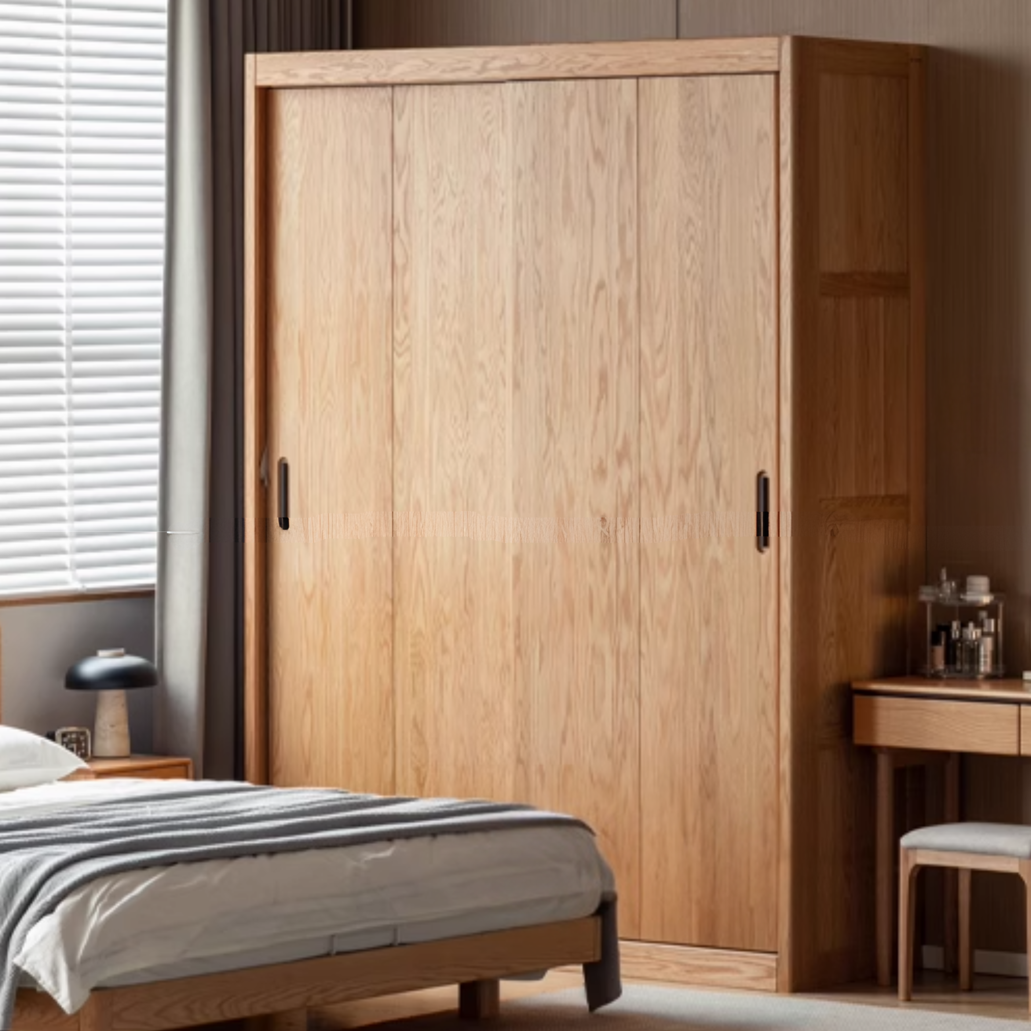 Stylish Oak & Ash Solid Wood Modern Wardrobe - Spacious Closet Organizer for Bedroom, Walk-in Closet & Guest Room Storage