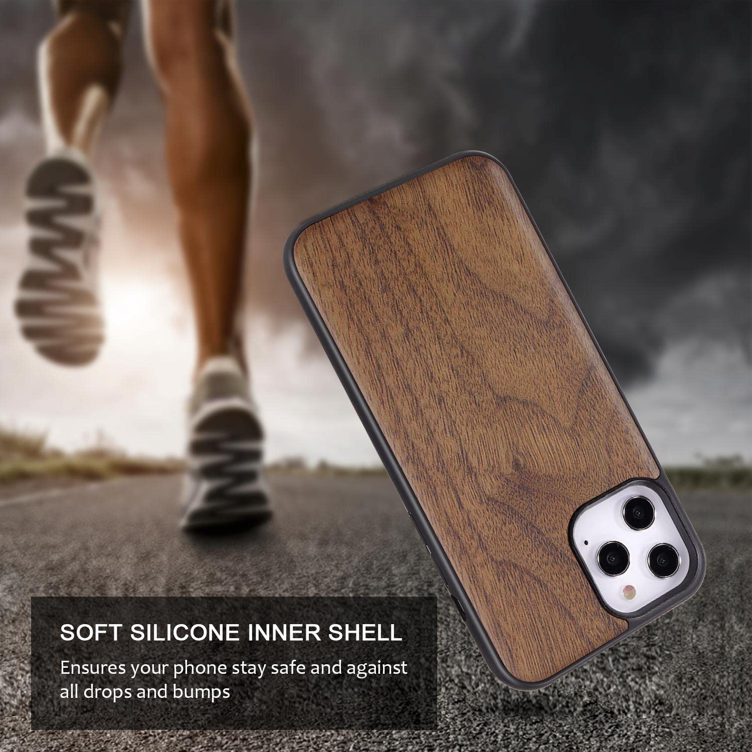 Premium Real Natural Rosewood Case for iPhone 12 & 12 Pro - Slim Shockproof Hybrid Wooden Cover with Walnut Finish | Perfect for Daily Protection & Stylish Outfits