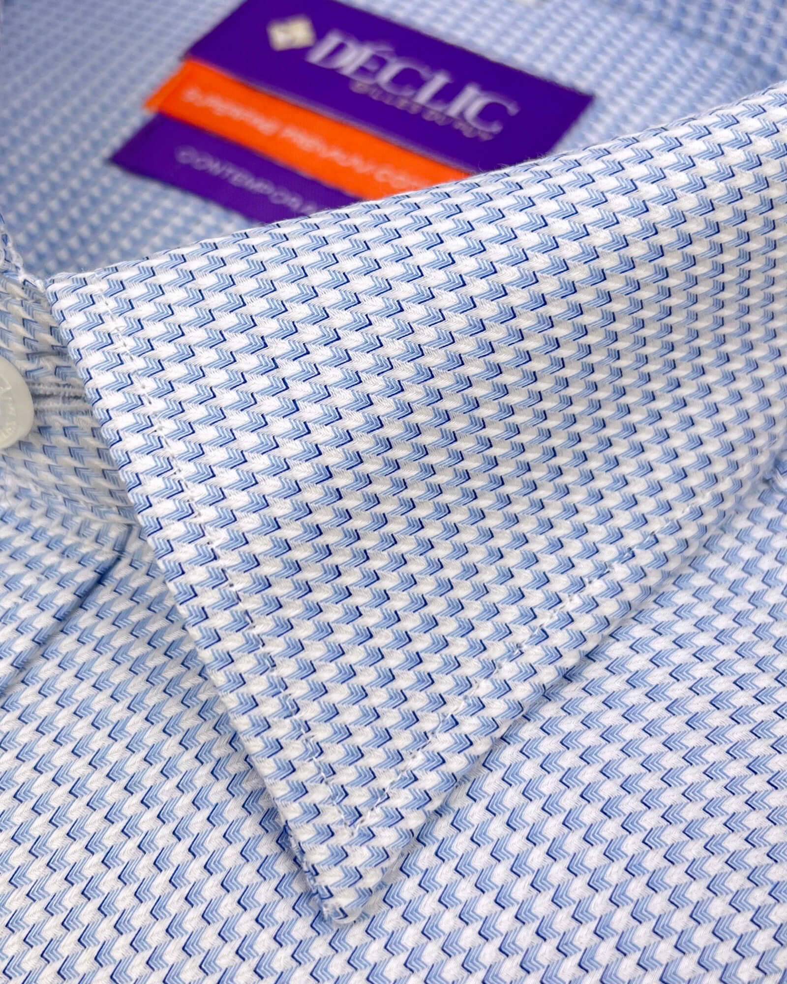 DÉCLIC Antoine Textured Casual Shirt for Men - Blue Button Down Shirt | Comfortable & Stylish for Office, Date Night & Business Casual Outfits
