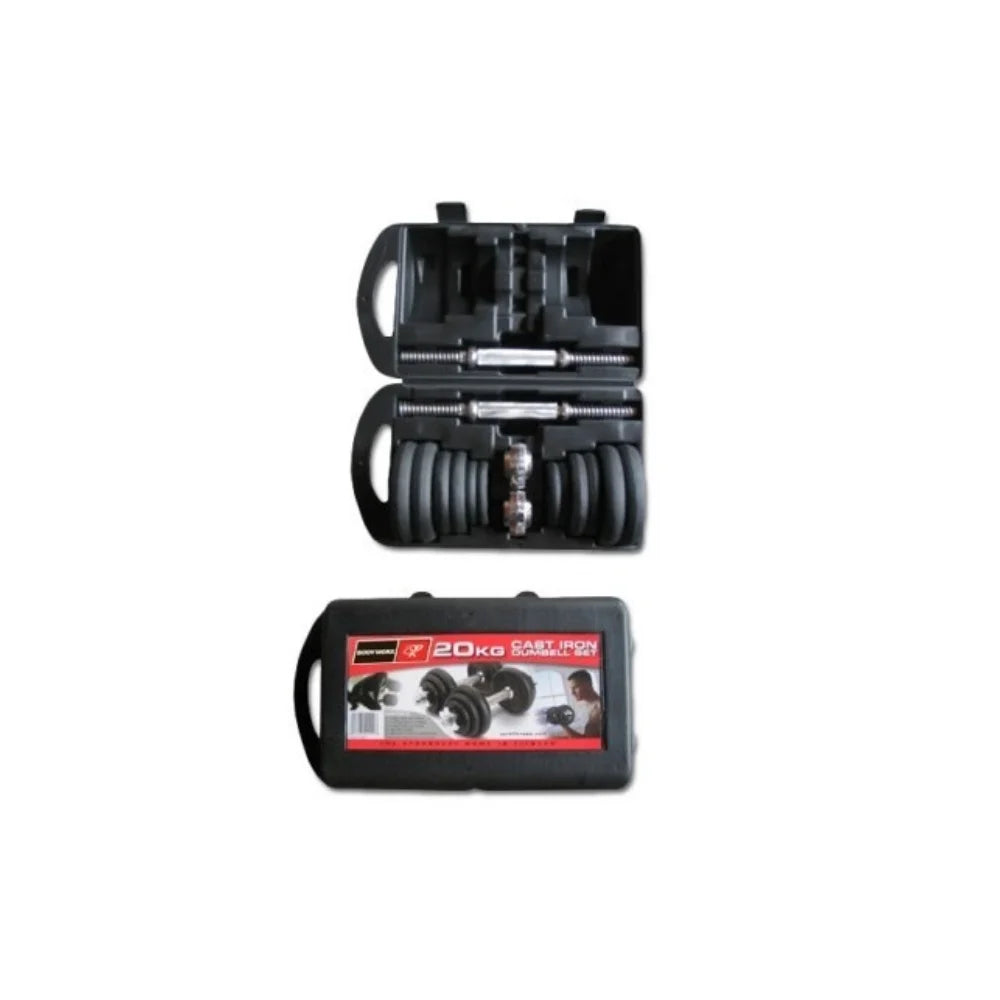 Bodyworx 20kg Dumbbell Set with Plastic Storage Case - Perfect for Home Gym, Strength Training & Fitness Workouts