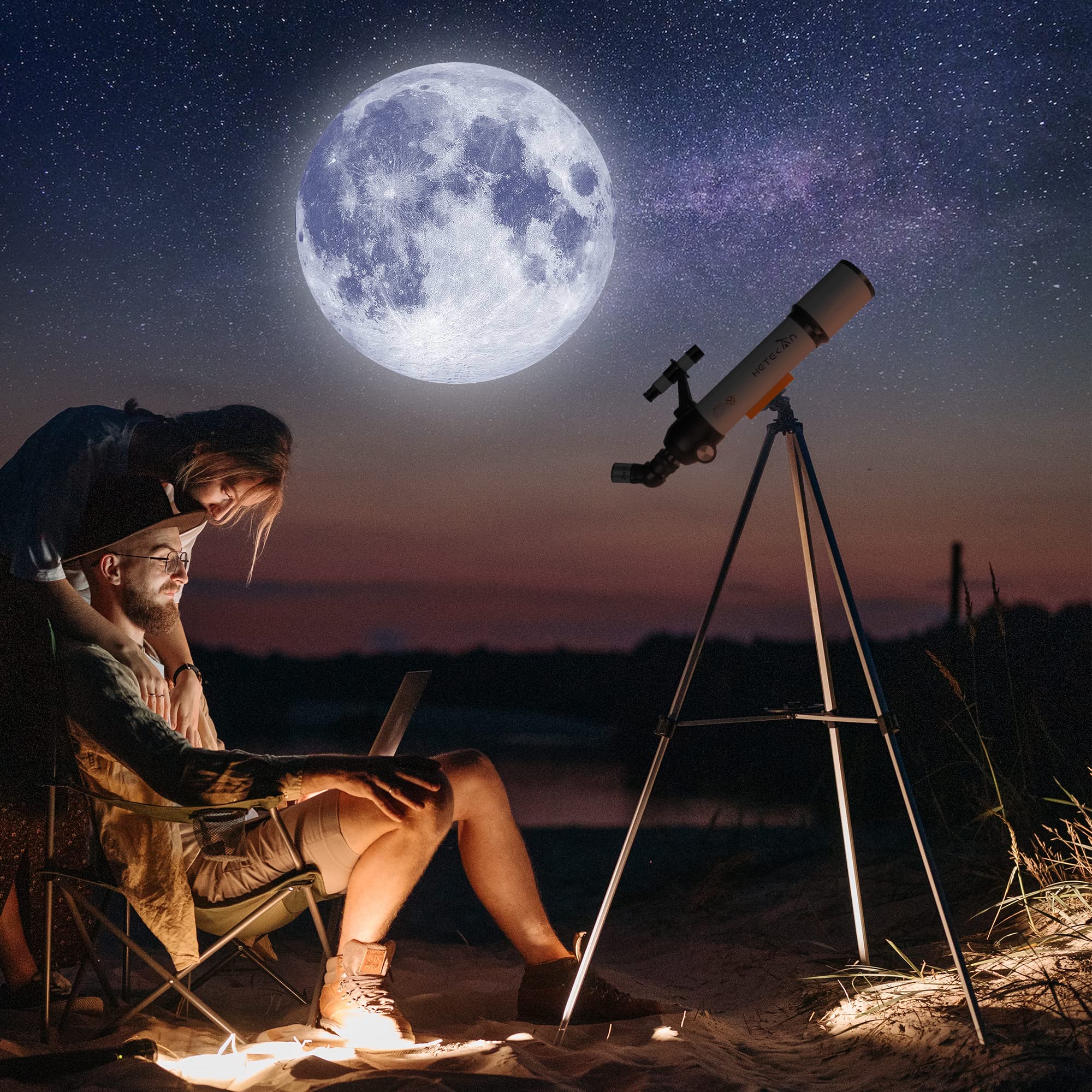 70mm Aperture 500mm Astronomical Telescope for Adults & Kids (25X-150X Magnification) - Portable Refractor Telescope with Smartphone Adapter for Moon, Planets & Stargazing - Perfect for Backyard Astronomy, Camping & Science Learning