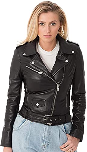 Azrah Traders Women's Genuine Leather Jacket - Winter Motorcycle Biker Jacket for Riding & Outdoor Activities | Stylish & Warm Coat for Bike Enthusiasts & Fashion Lovers
