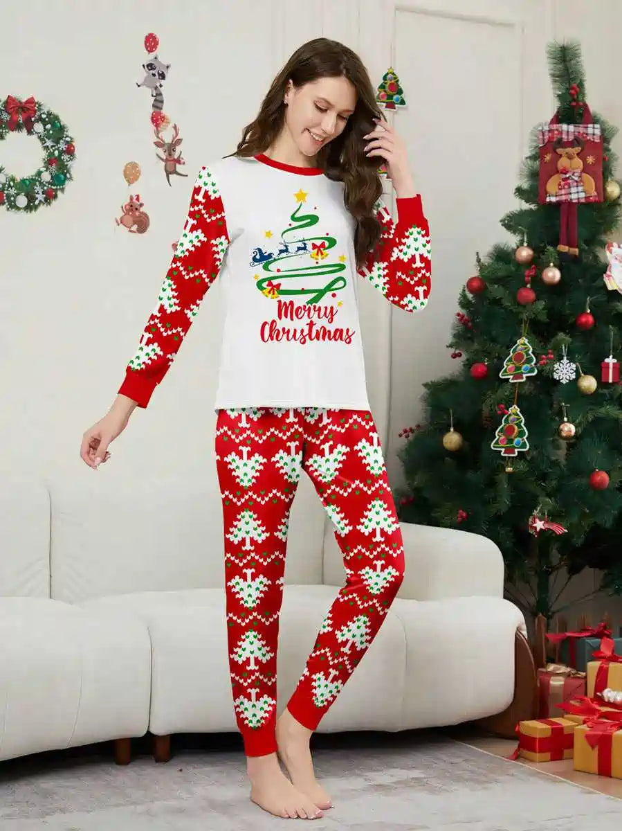 Festive Printed Christmas Matching Family Pajama Set - Cozy Holiday Sleepwear for Family Photos & Christmas Morning (#242302)