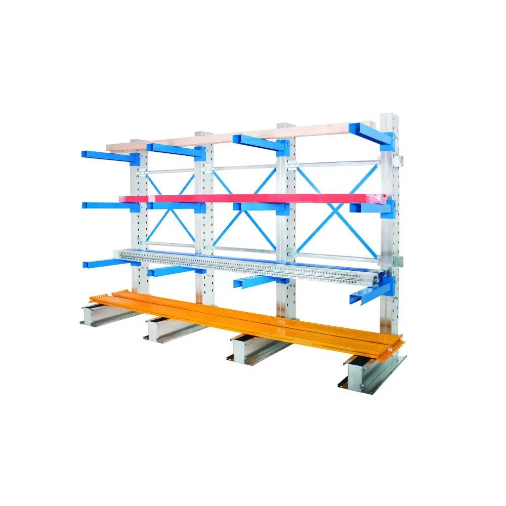 Heavy Duty Cantilever Racking System for Warehouse Storage - Industrial Shelving for Long Pipes, Lumber & Building Materials - Perfect for Construction Sites & Manufacturing Facilities