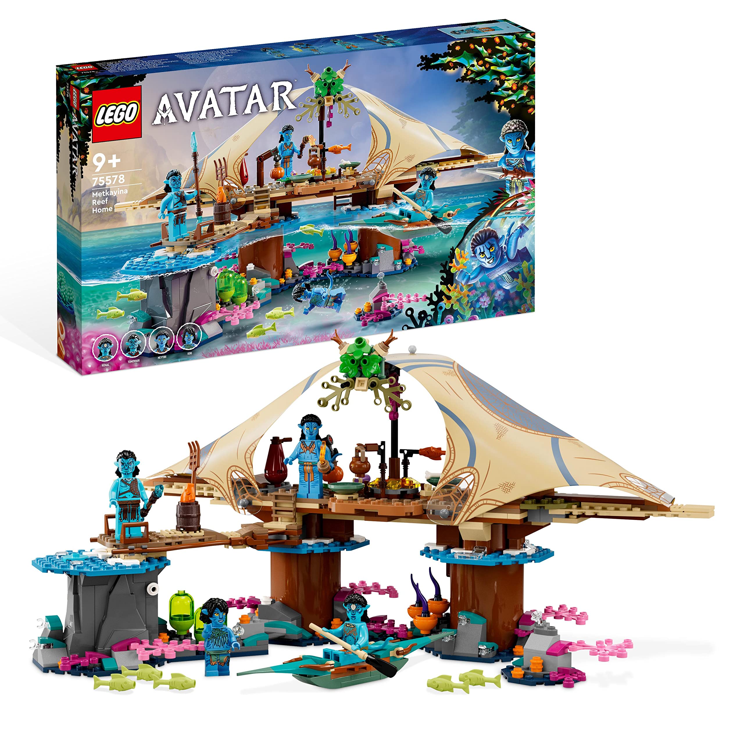 LEGO 75578 Avatar Metkayina Reef House Building Set with Village, Canoe, Pandora, Neytiri & Tonowari Minifigures - Avatar: The Way of Water Movie Toy for Kids & Collectors - Perfect for Playtime, Display & Gift Giving