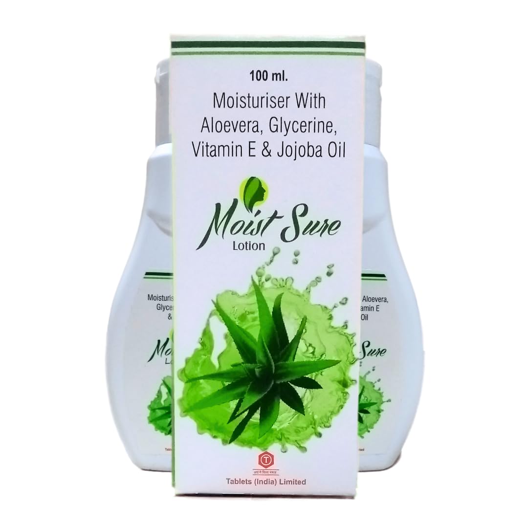 Moist Sure Lotion - Hydrating Body Lotion with Aloe Vera, Glycerin, Vitamin E & Jojoba Oil for Deep Nourishment & Dry Skin Care (Pack of 2) | Perfect for Daily Moisturizing, After Shower & Winter Skin Protection