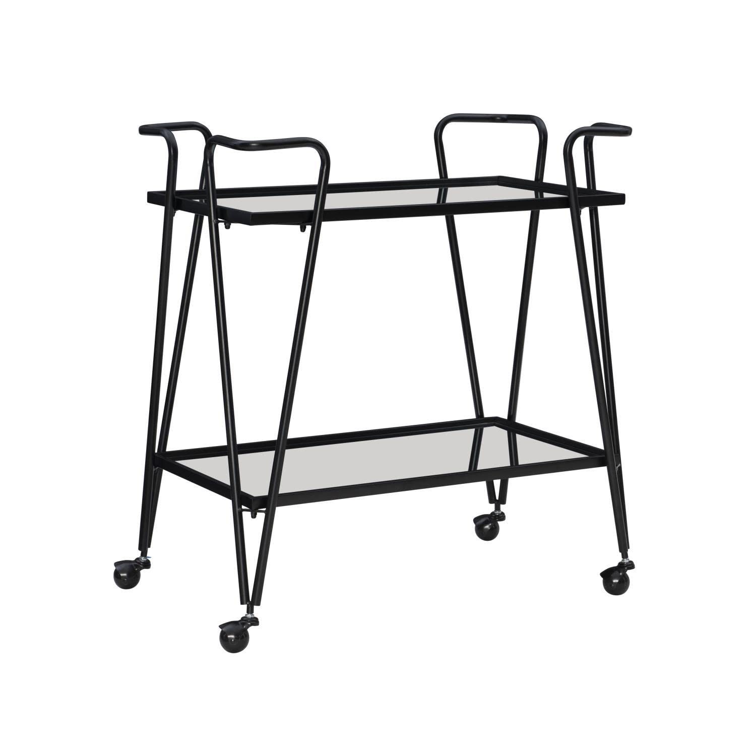 Linon Black Mid-Century Bar Cart - Vintage Style Rolling Drink Cart with Wheels for Home Bar, Kitchen, or Party Serving | Perfect for Cocktails, Wine, and Beverage Storage