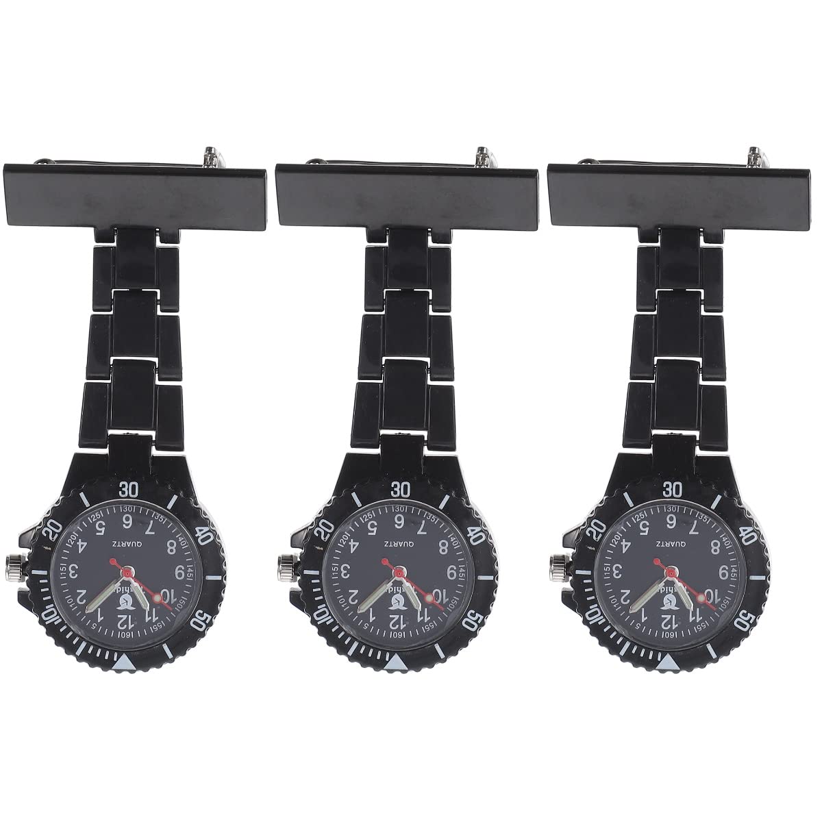 Hemobllo Men's Nurse Watch - 3 Pack Retractable Clip-On Fob Watch with Second Hand for Medical Professionals | Ideal for Nurses, Doctors & Healthcare Workers in Hospitals & Clinics