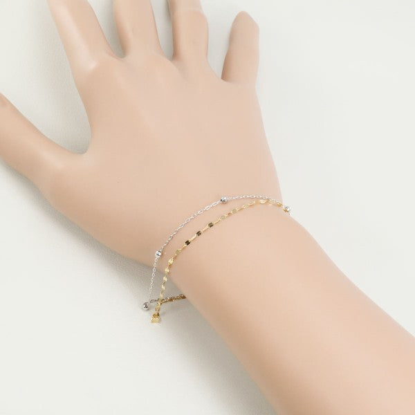 18K Yellow Gold & White Gold Bracelet for Women - Elegant Stackable Bangle Jewelry for Wedding, Anniversary & Everyday Wear