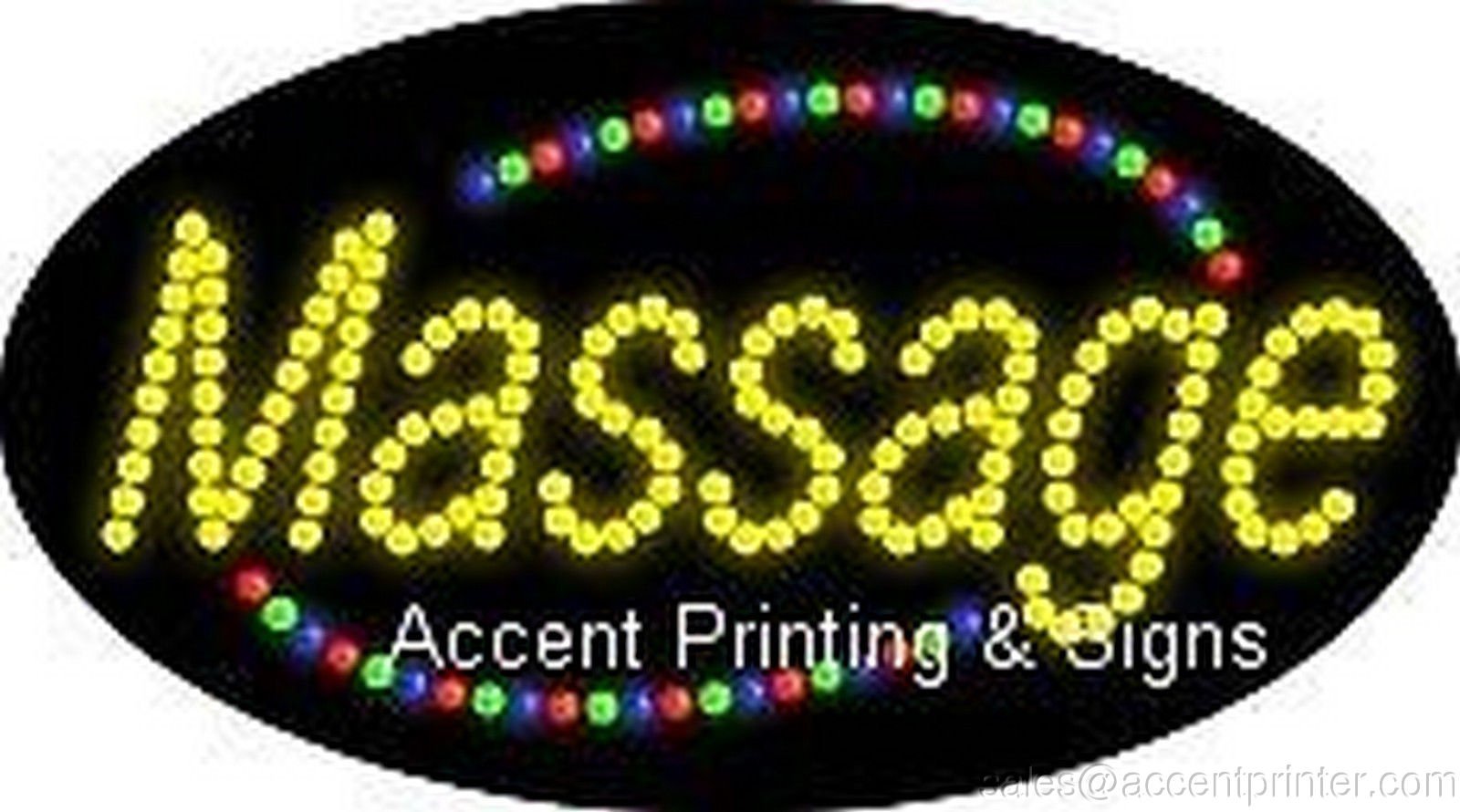Massage Flashing & Animated LED Sign - High Impact, Energy Efficient Light for Spa, Salon, and Wellness Center Advertising