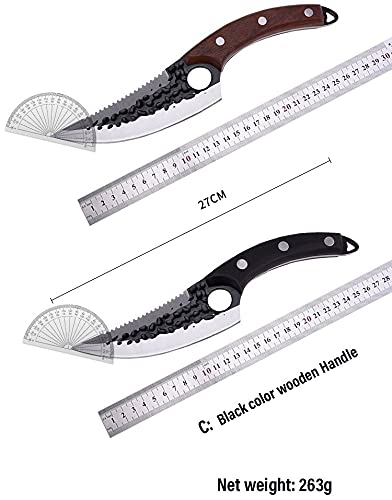 Viking Forged High Carbon Steel Boning Knife - Serbian Jagged Fish Scale Design - Professional Butcher & Kitchen Knife Set for Meat Cutting, Fish Filleting & Cooking | BY ZZYY | Perfect for Home Chefs, BBQ Enthusiasts & Professional Kitchens