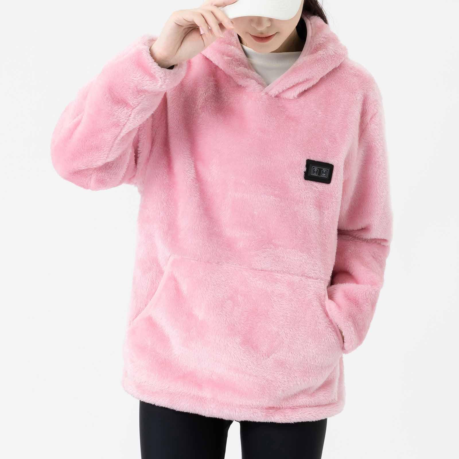 Oelaio Heated Fleece Hoodie for Men & Women - Long Sleeve Pullover Sweatshirt with Pockets, Perfect for Outdoor Activities, Winter Sports, and Casual Wear