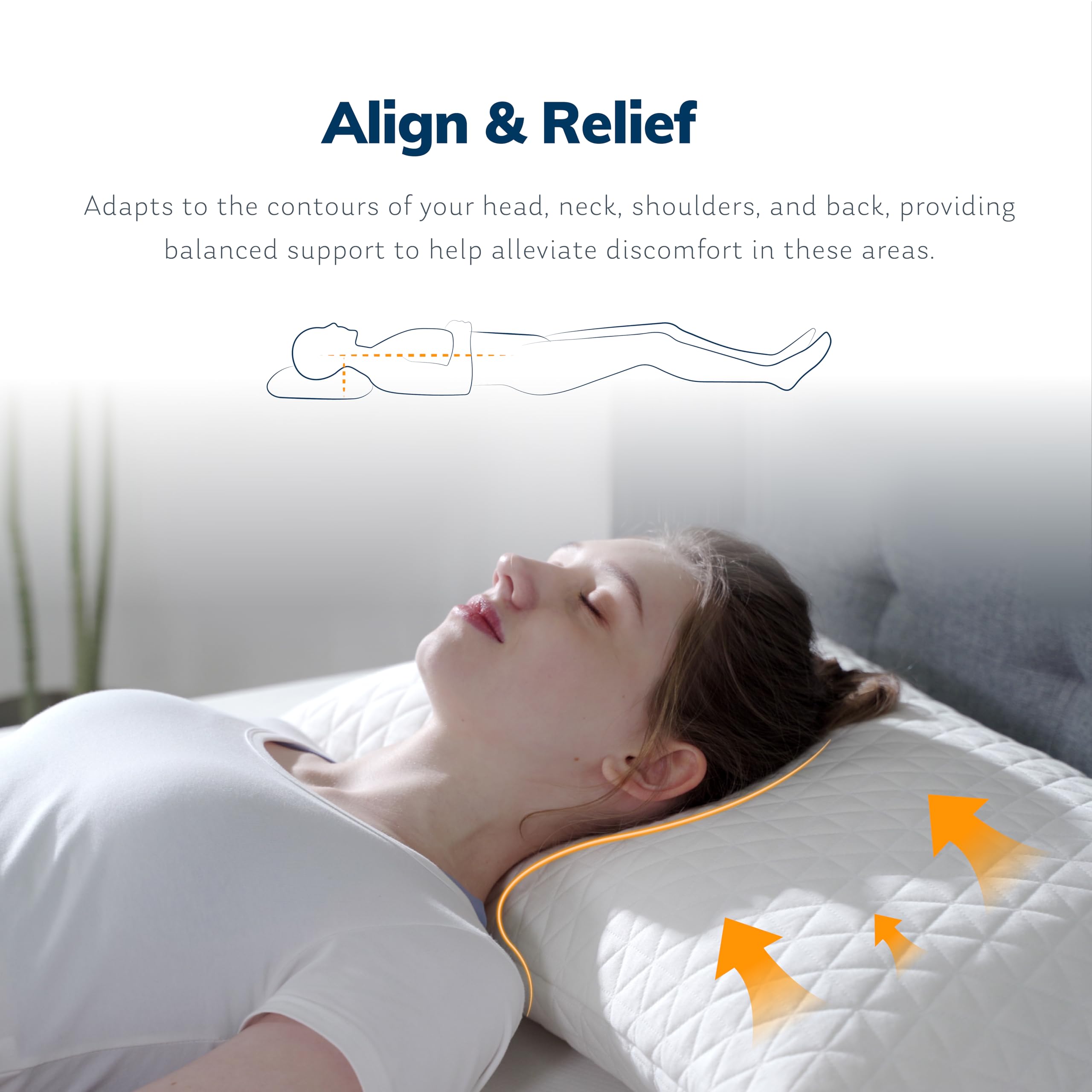 Shredded Memory Foam Pillow for Side Back Stomach Sleepers - Queen Size Bed Pillow with Neck Support & Washable Cover - Medium Firmness for Optimal Comfort (3-Pack) - Perfect for Home, Office & Travel Use