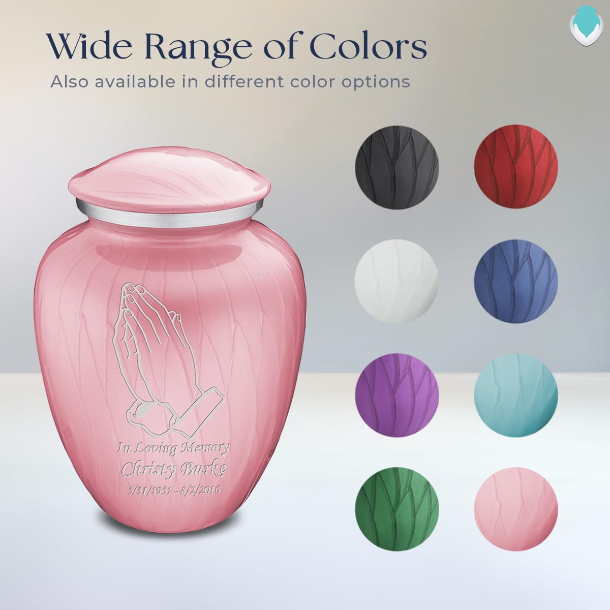 Personalized Praying Hands Cremation Urn for Adults - Large Pearl Light Pink Funeral Urn for Ashes (Holds 200 lbs) | Memorial Keepsake for Loved Ones | Perfect for Home Display, Funeral Services & Memorial Ceremonies
